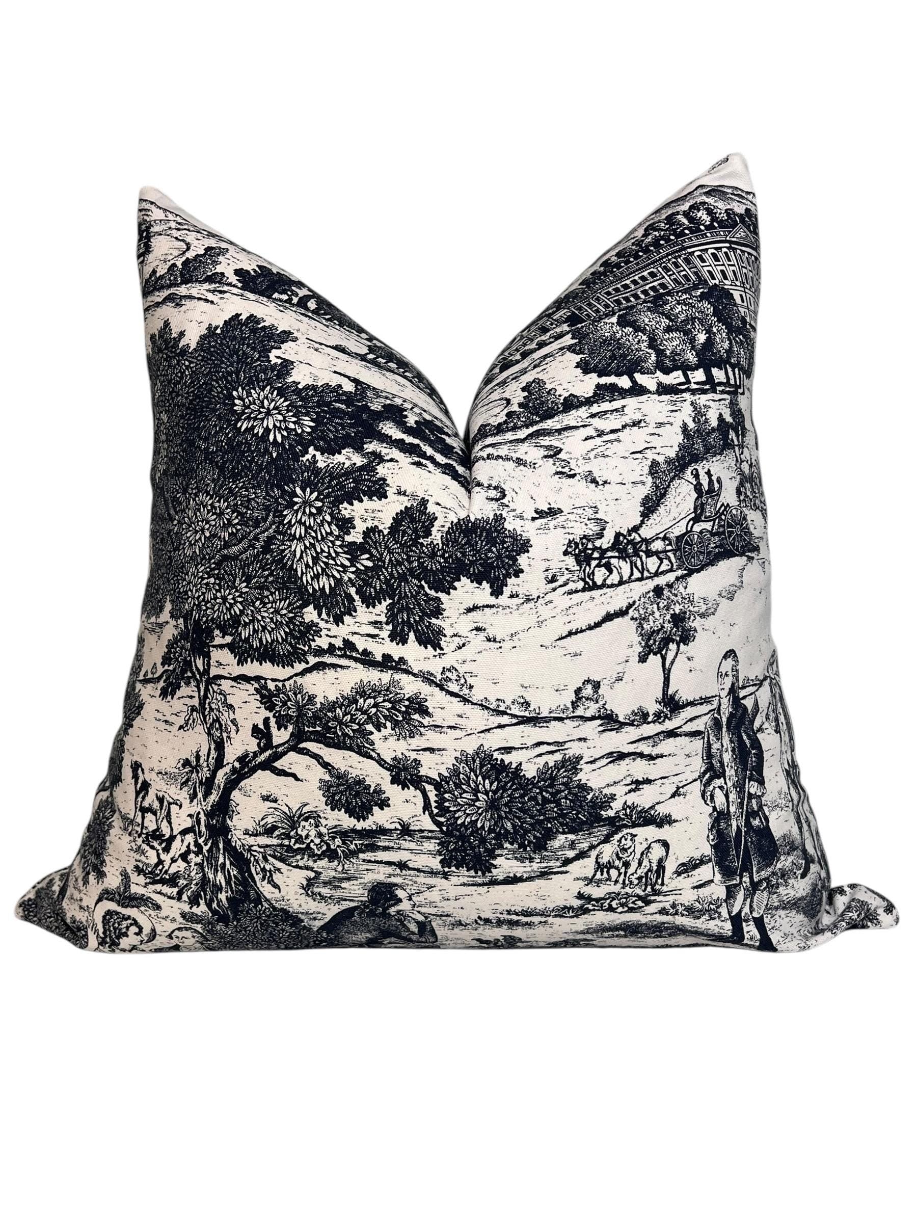 French Country Toile Pillow Cover, Vintage Farmhouse Throw Pillow