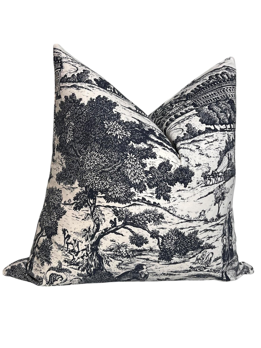 French Country Toile Pillow Cover, Vintage Farmhouse Throw Pillow