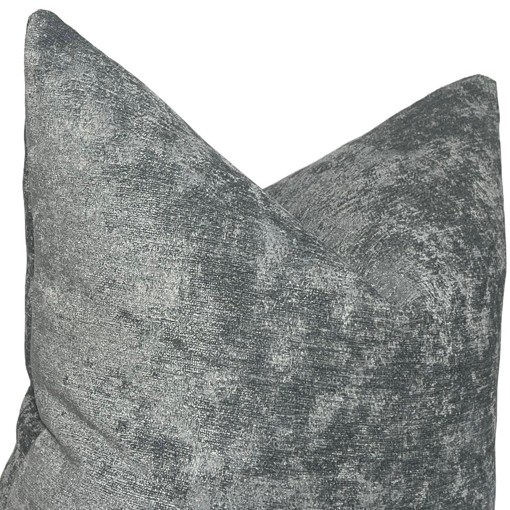 Textured Velvet Pillow Cover, Handmade Gray Decorative Cushion