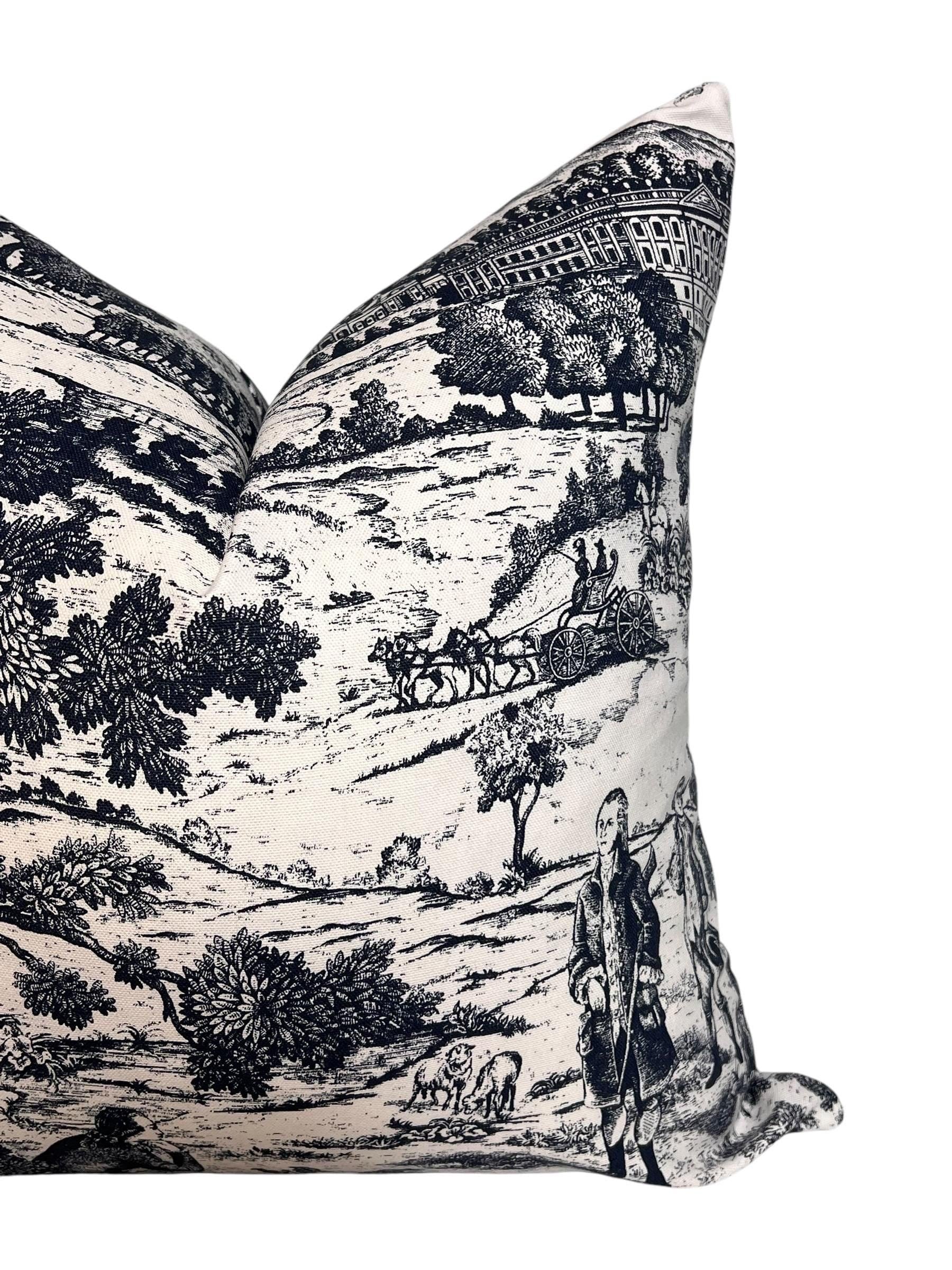 French Country Toile Pillow Cover, Vintage Farmhouse Throw Pillow