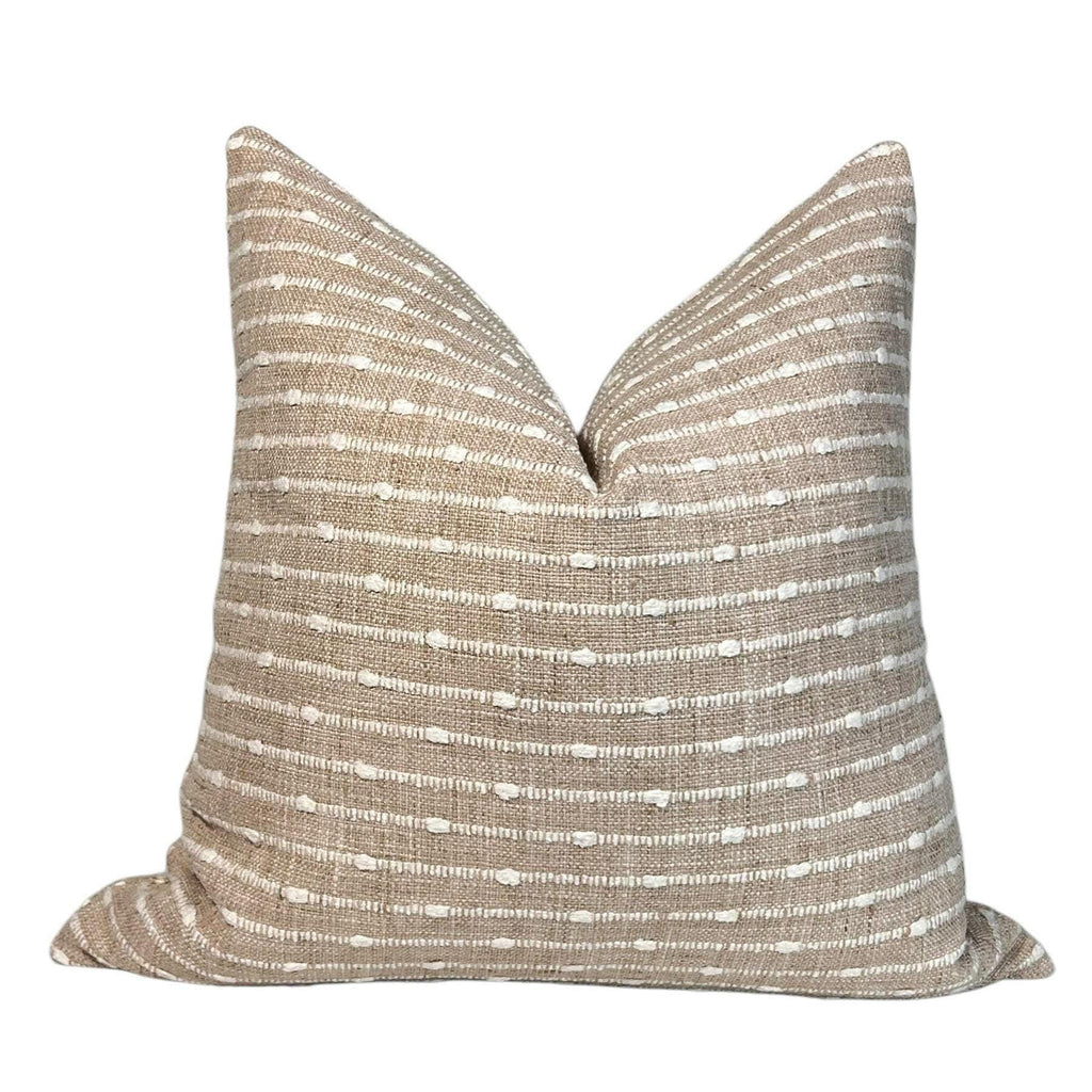 Tan Woven Stripe Pillow Cover, Boho Dotted Cushion