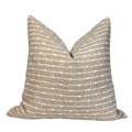 Tan Woven Stripe Pillow Cover, Boho Dotted Cushion