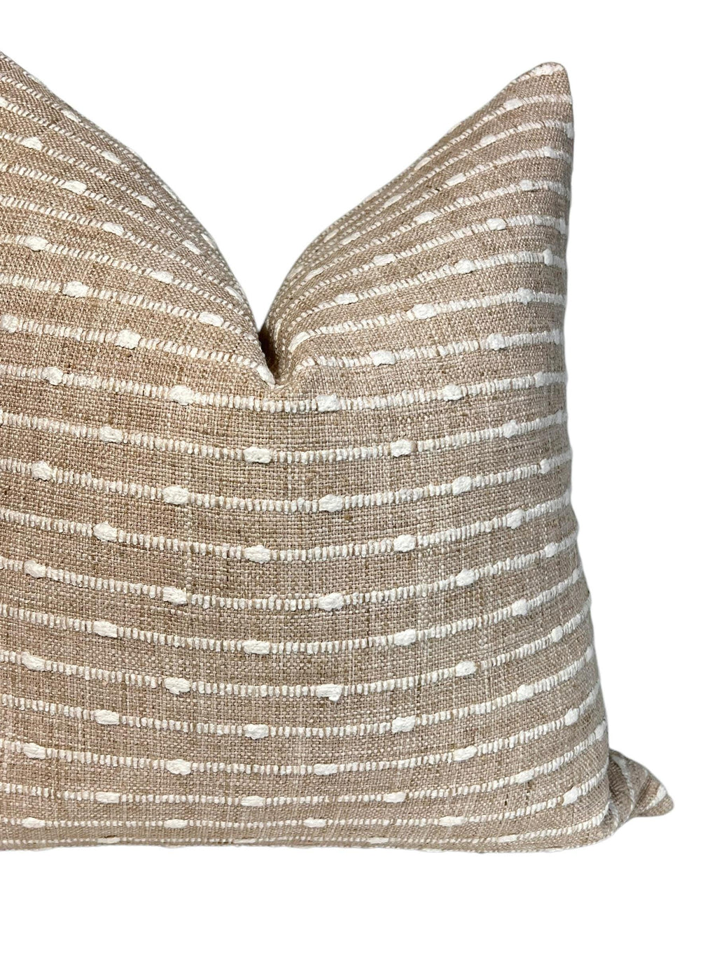 Tan Woven Stripe Pillow Cover, Boho Dotted Cushion