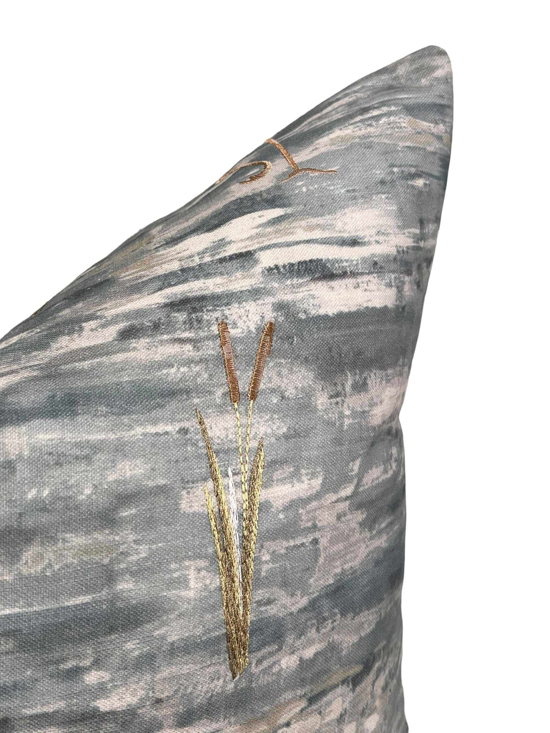 Watercolor Heron Print Pillow Cover, Coastal Beach House Decor
