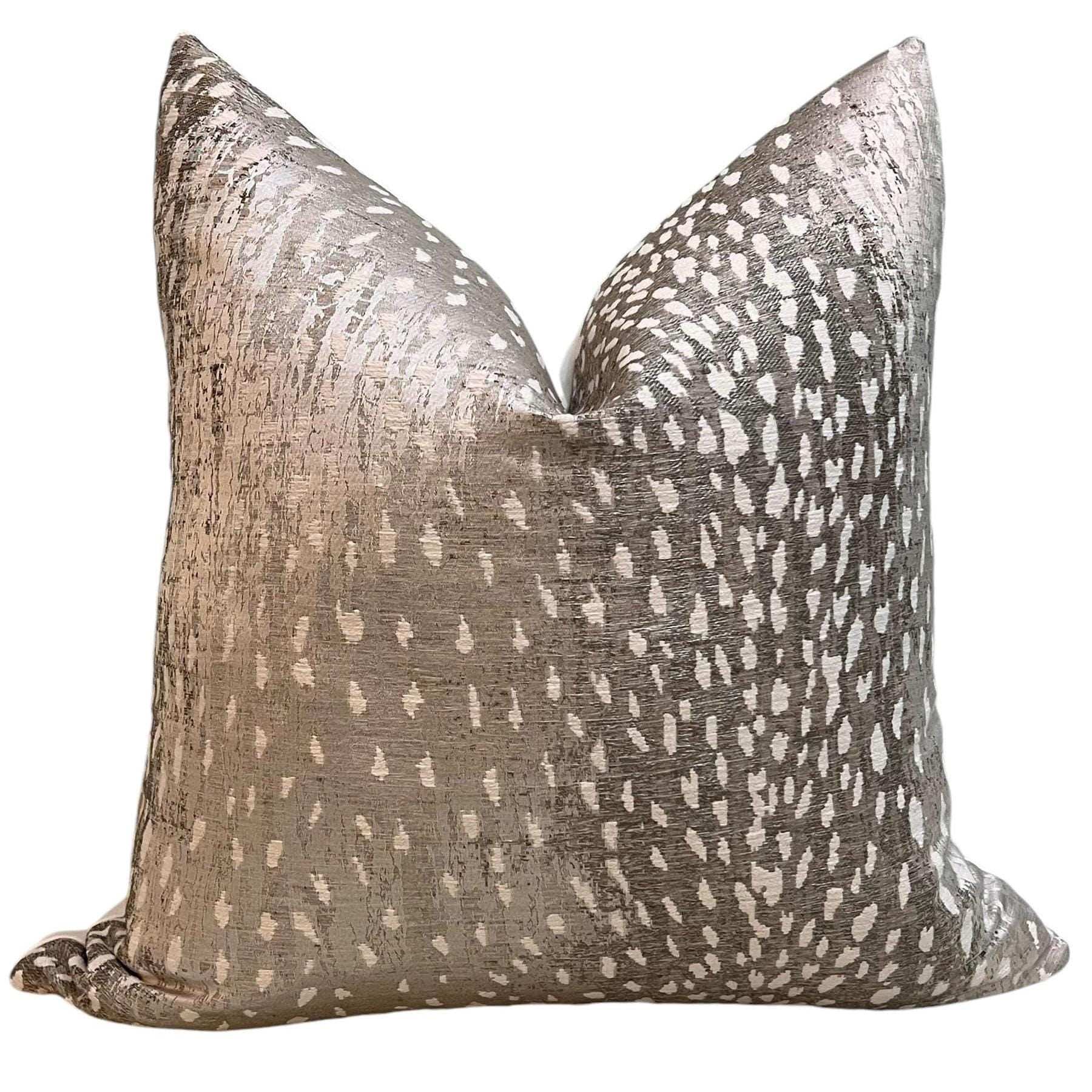 Gray Antelope Print Pillow Cover, Spotted Animal Pillow, Handmade