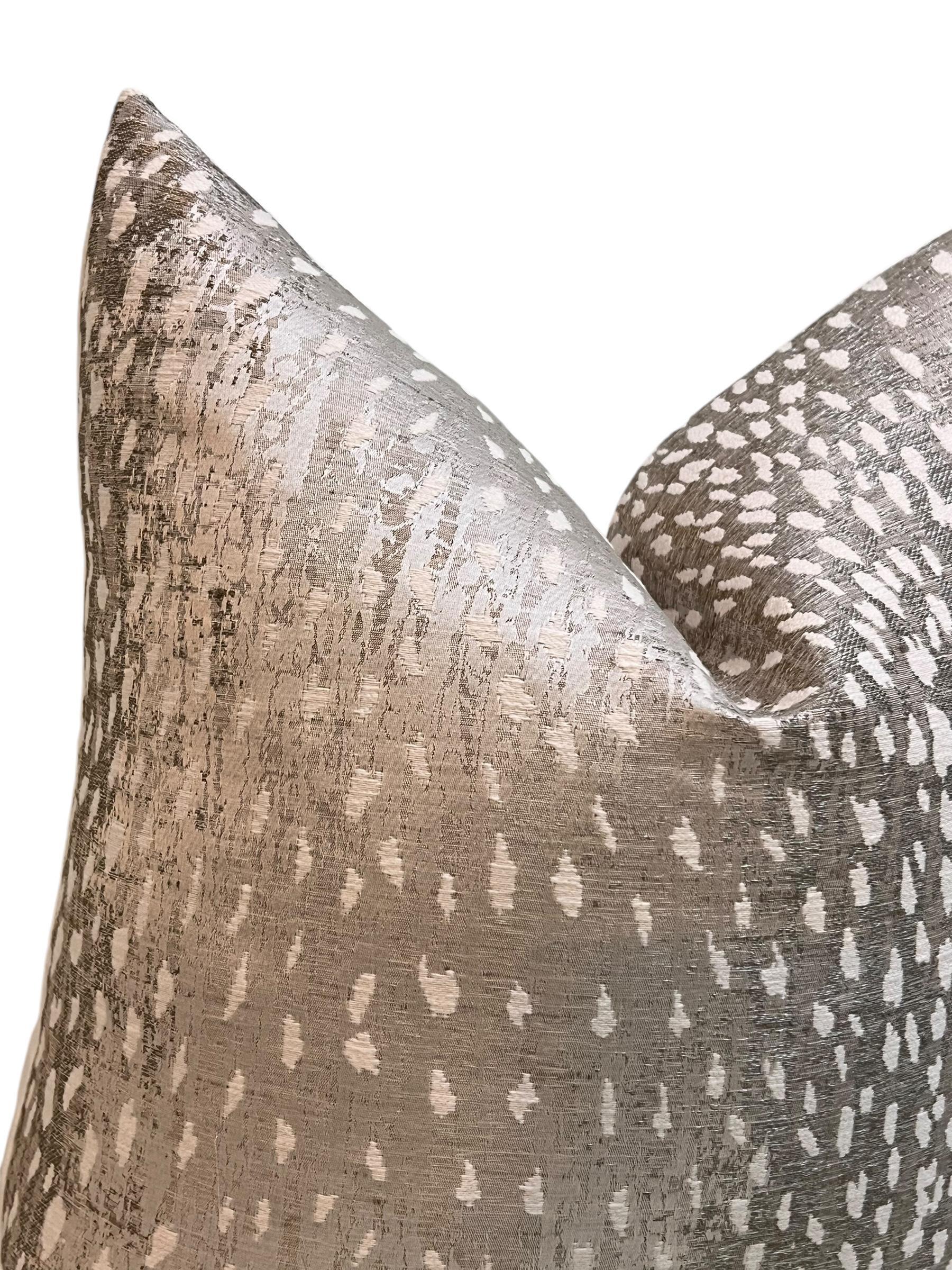 Gray Antelope Print Pillow Cover, Spotted Animal Pillow, Handmade