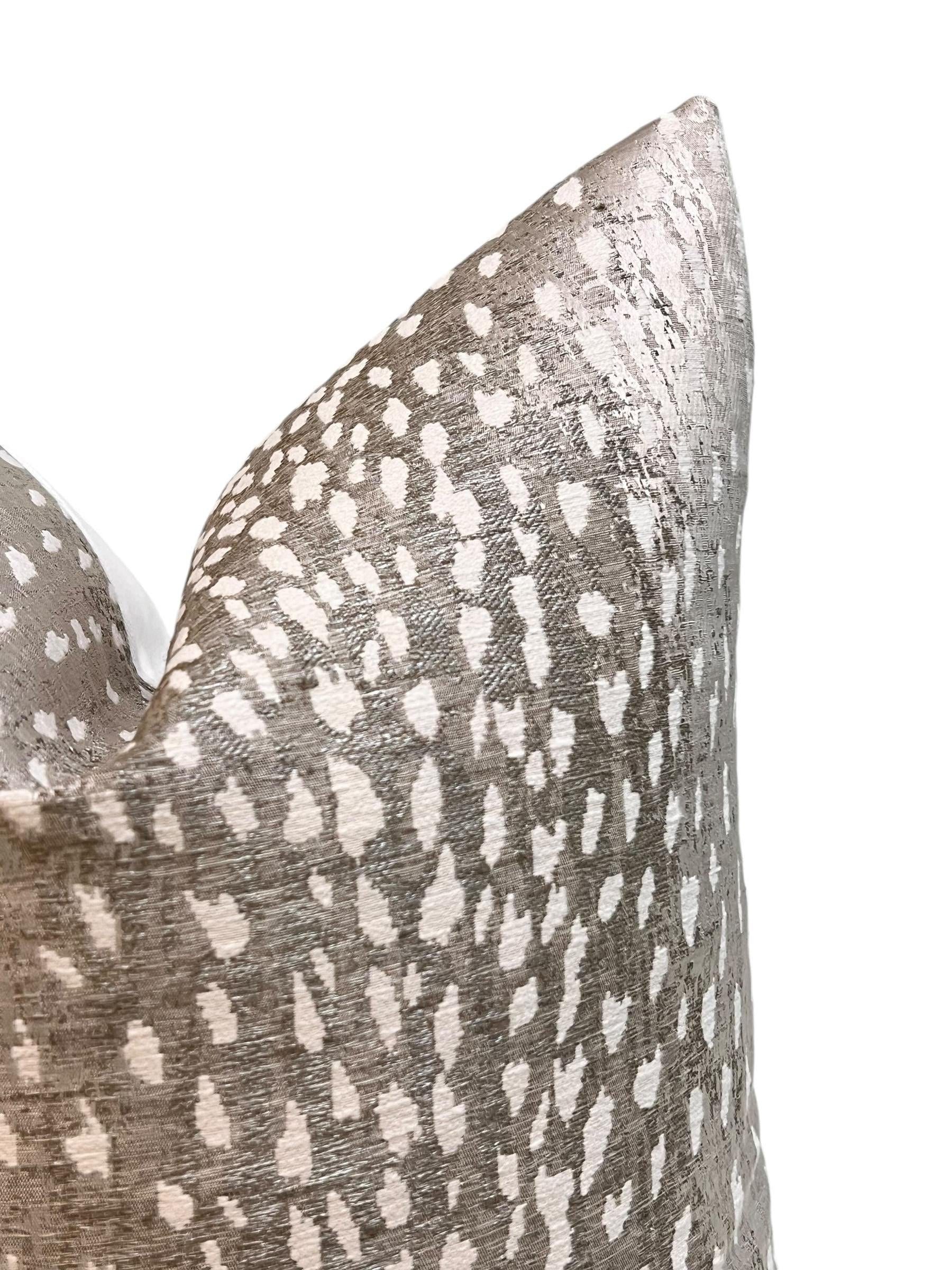 Gray Antelope Print Pillow Cover, Spotted Animal Pillow, Handmade