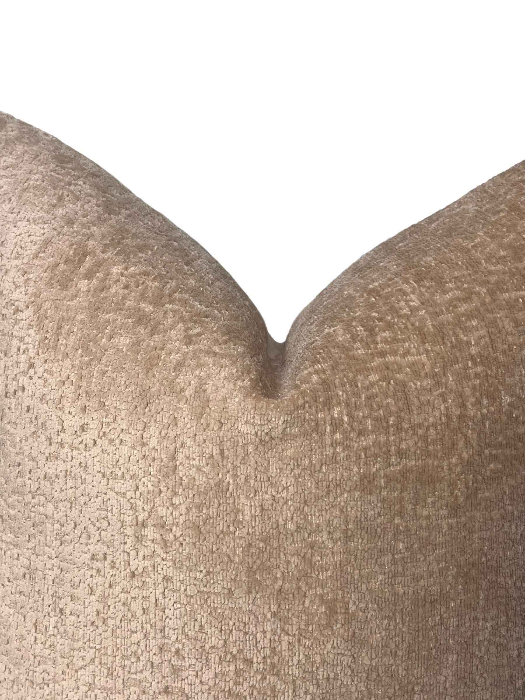 Textured Beige Chenille Pillow Cover, Handmade Neutral Accent Cushion