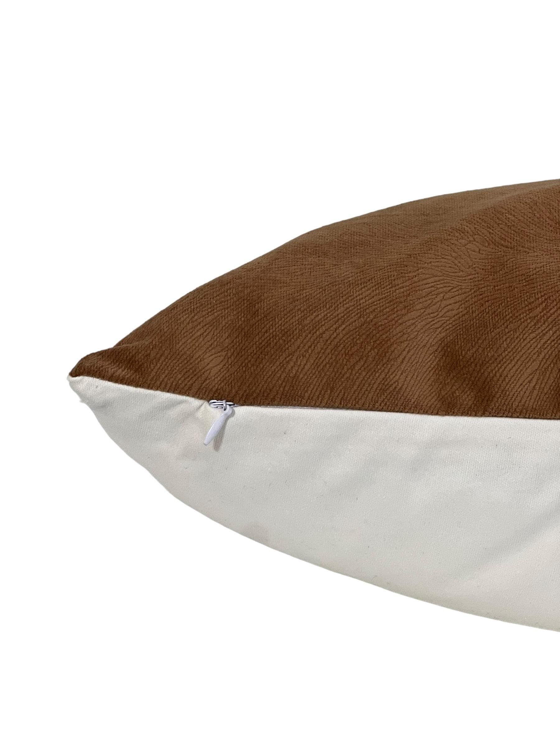 Cowhide Pillow Cover Set, Copper Velvet, USA Handmade