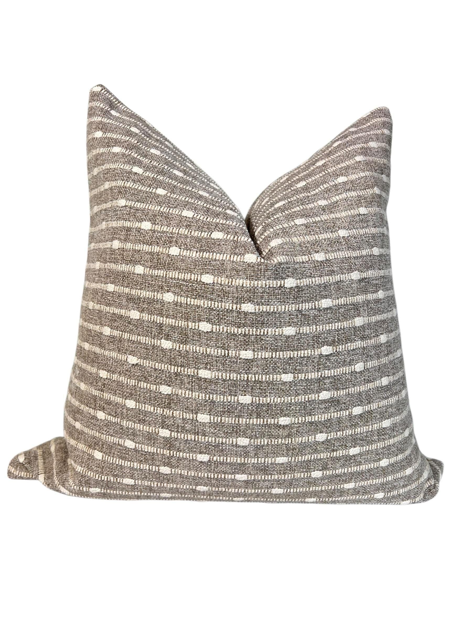 Neutral Throw Pillow Cover Set, Beige Textured Cushions, USA Handcrafted