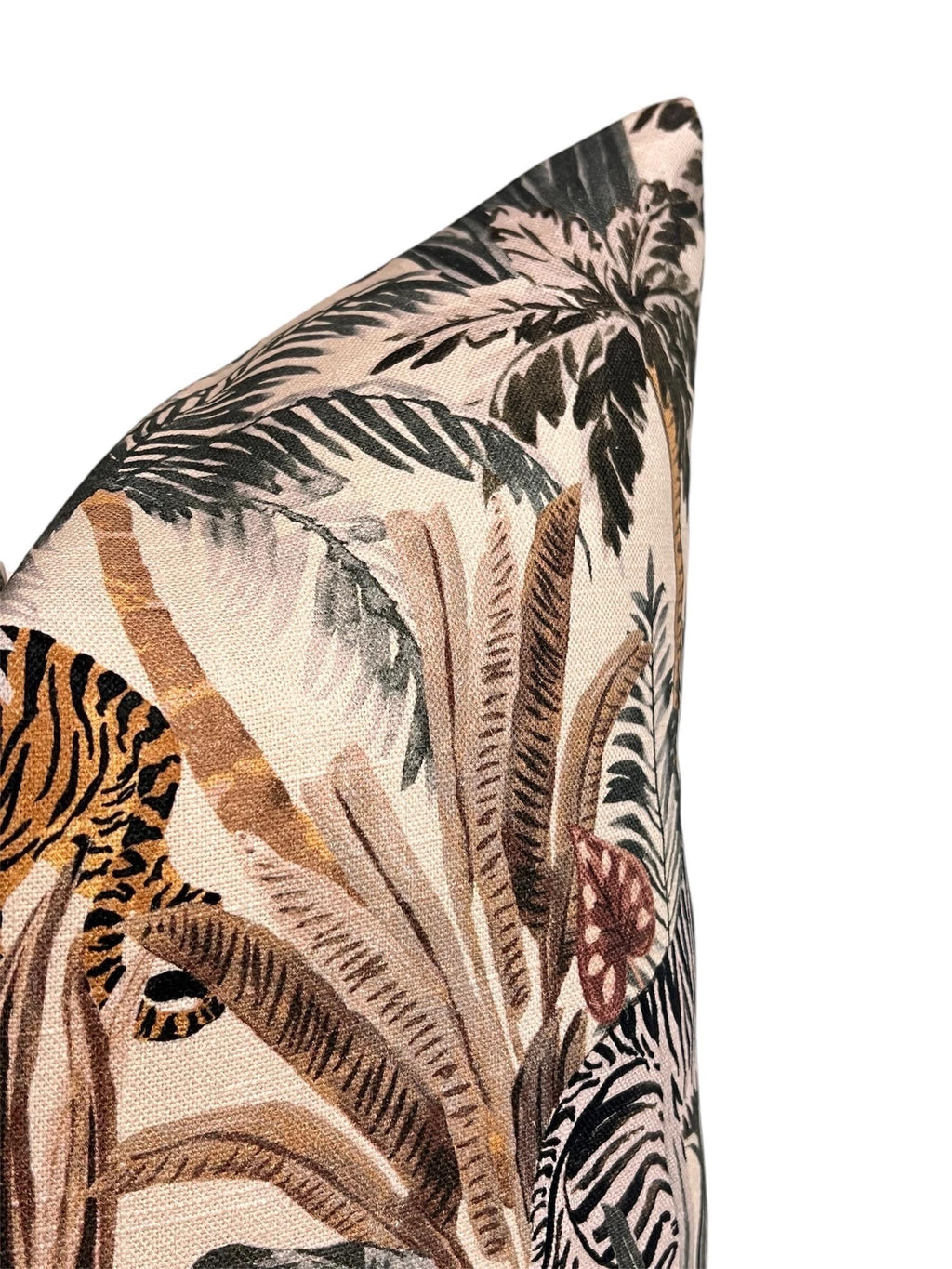 Jungle Safari Pillow Cover, Tropical Wildlife Accent Cushion, Handmade