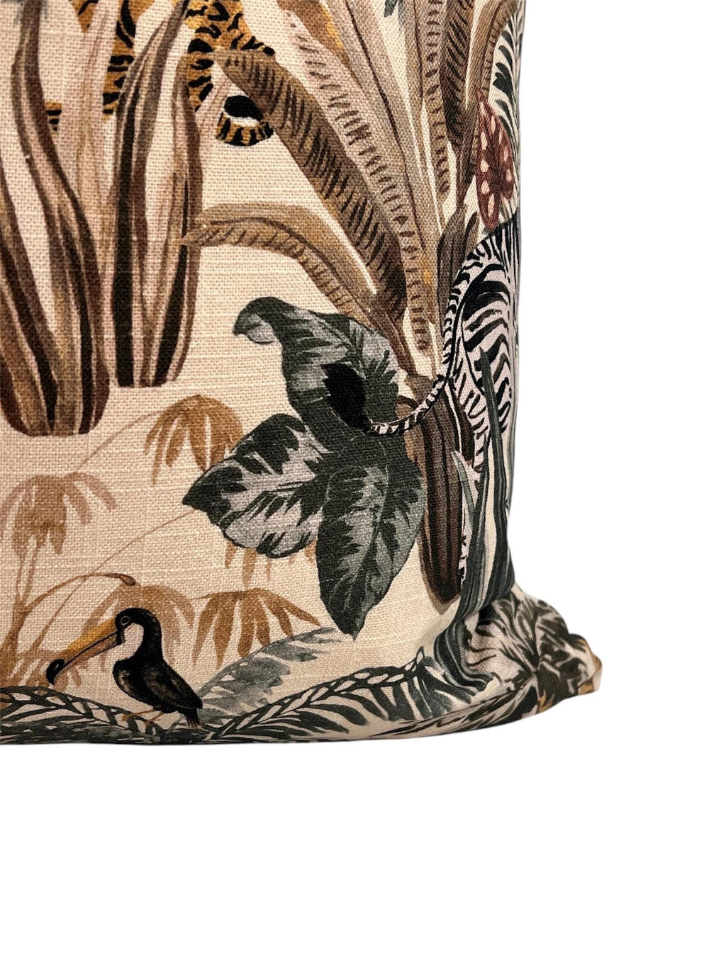 Jungle Safari Pillow Cover, Tropical Wildlife Accent Cushion, Handmade