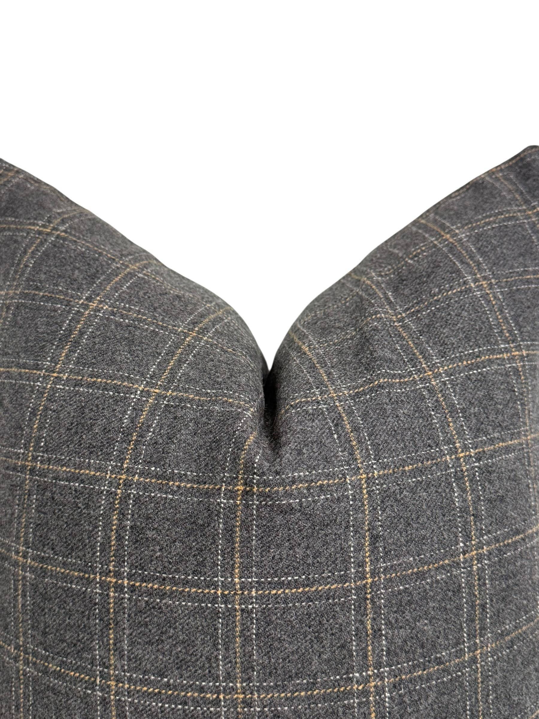 Dark Gray Plaid Pillow Cover: Farmhouse Cabin Decor