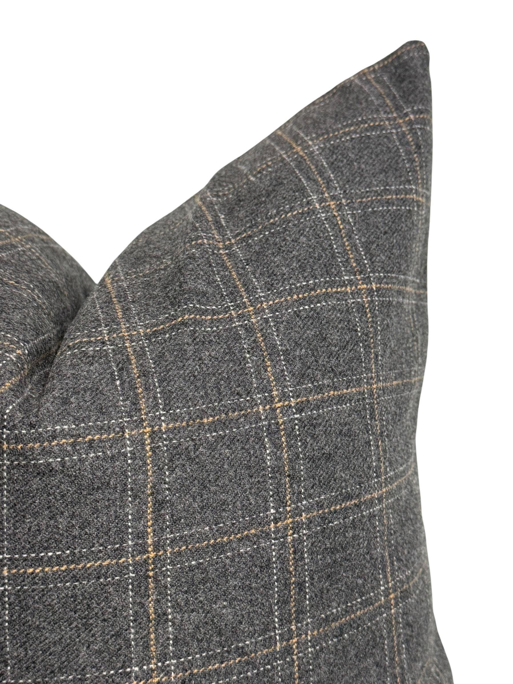 Dark Gray Plaid Pillow Cover: Farmhouse Cabin Decor