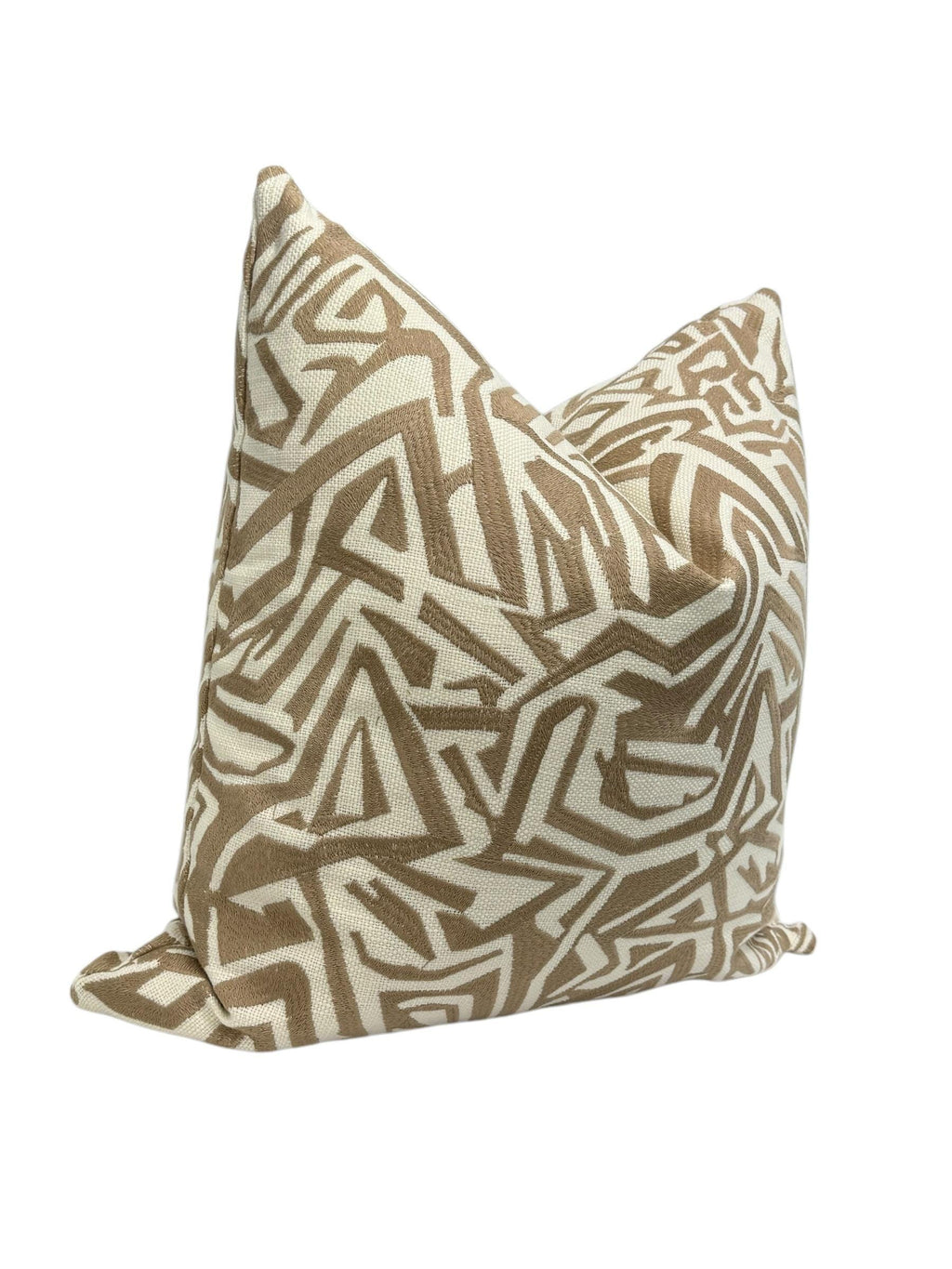 Handmade Tan Abstract Pillow Cover, Modern Neutral Cushion