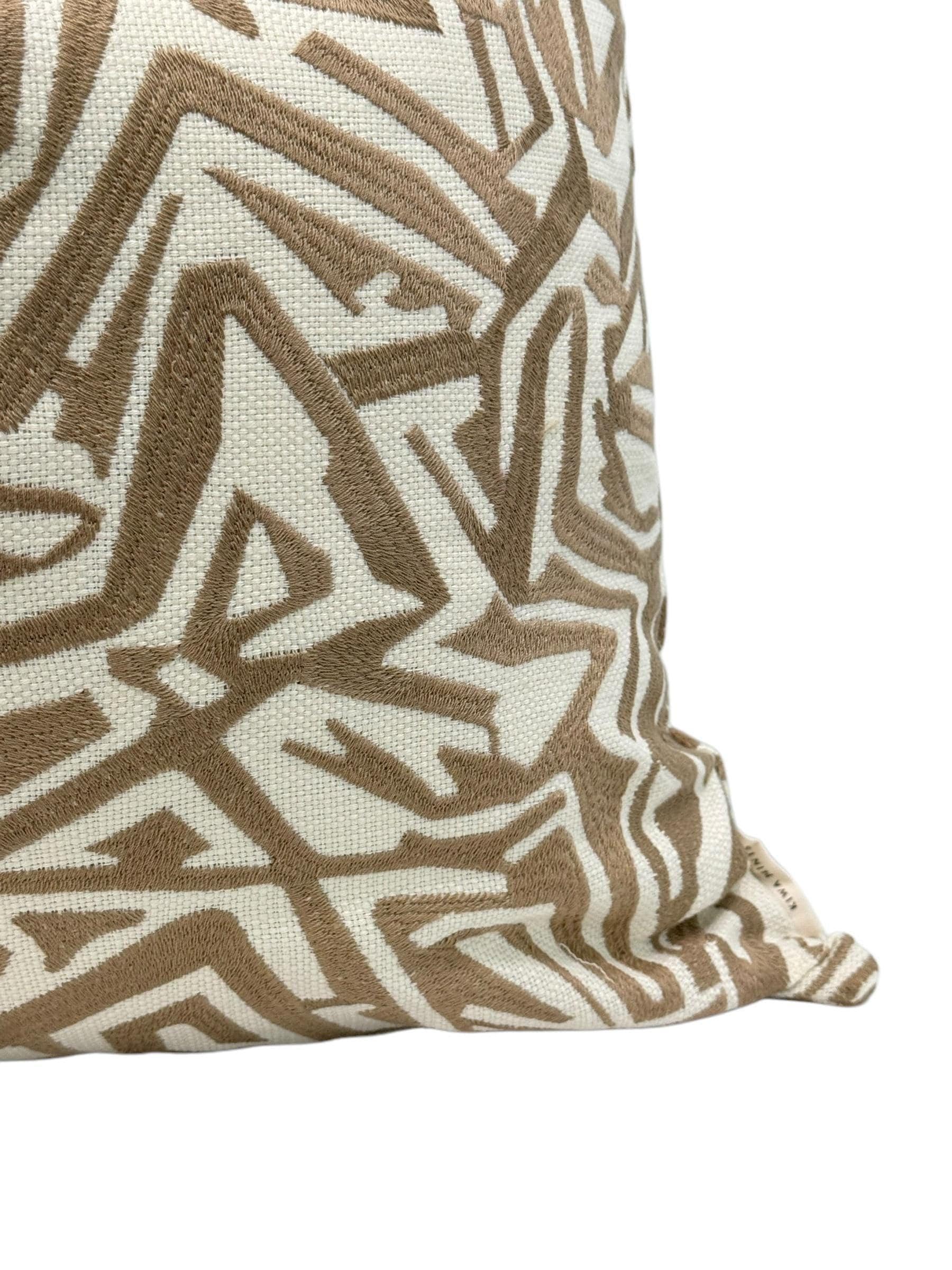 Handmade Tan Abstract Pillow Cover, Modern Neutral Cushion