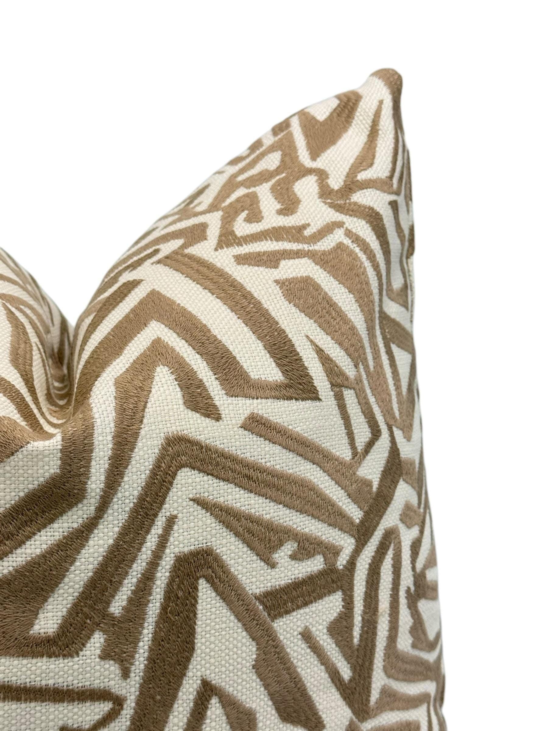 Handmade Tan Abstract Pillow Cover, Modern Neutral Cushion