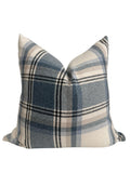 Blue Beige Plaid Pillow Cover, Neutral Check Farmhouse Cushion, Sofa Accent Pillow