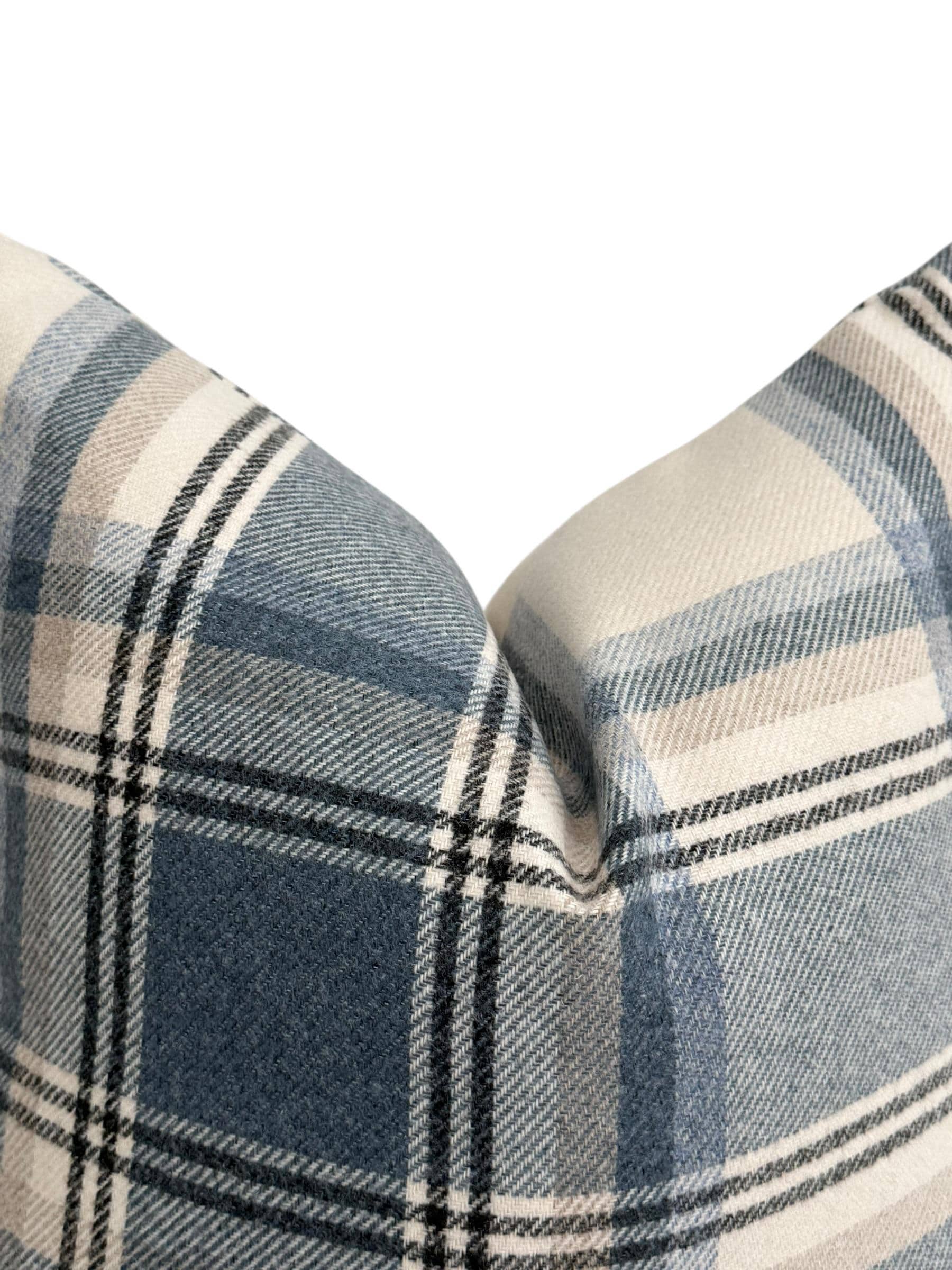 Blue Beige Plaid Pillow Cover, Neutral Check Farmhouse Cushion, Sofa Accent Pillow