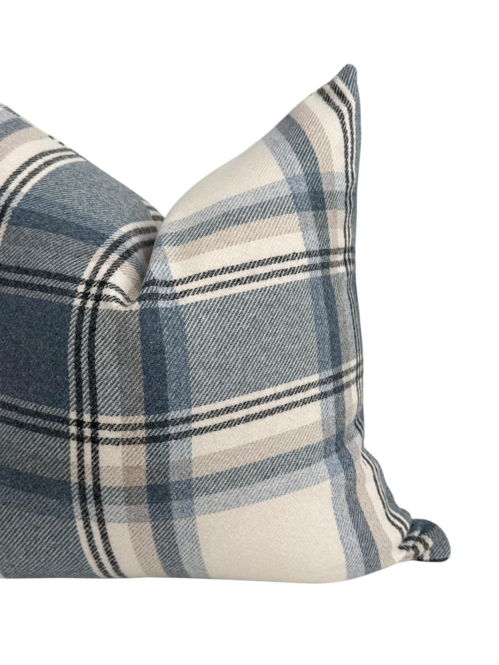 Blue Beige Plaid Pillow Cover, Neutral Check Farmhouse Cushion, Sofa Accent Pillow