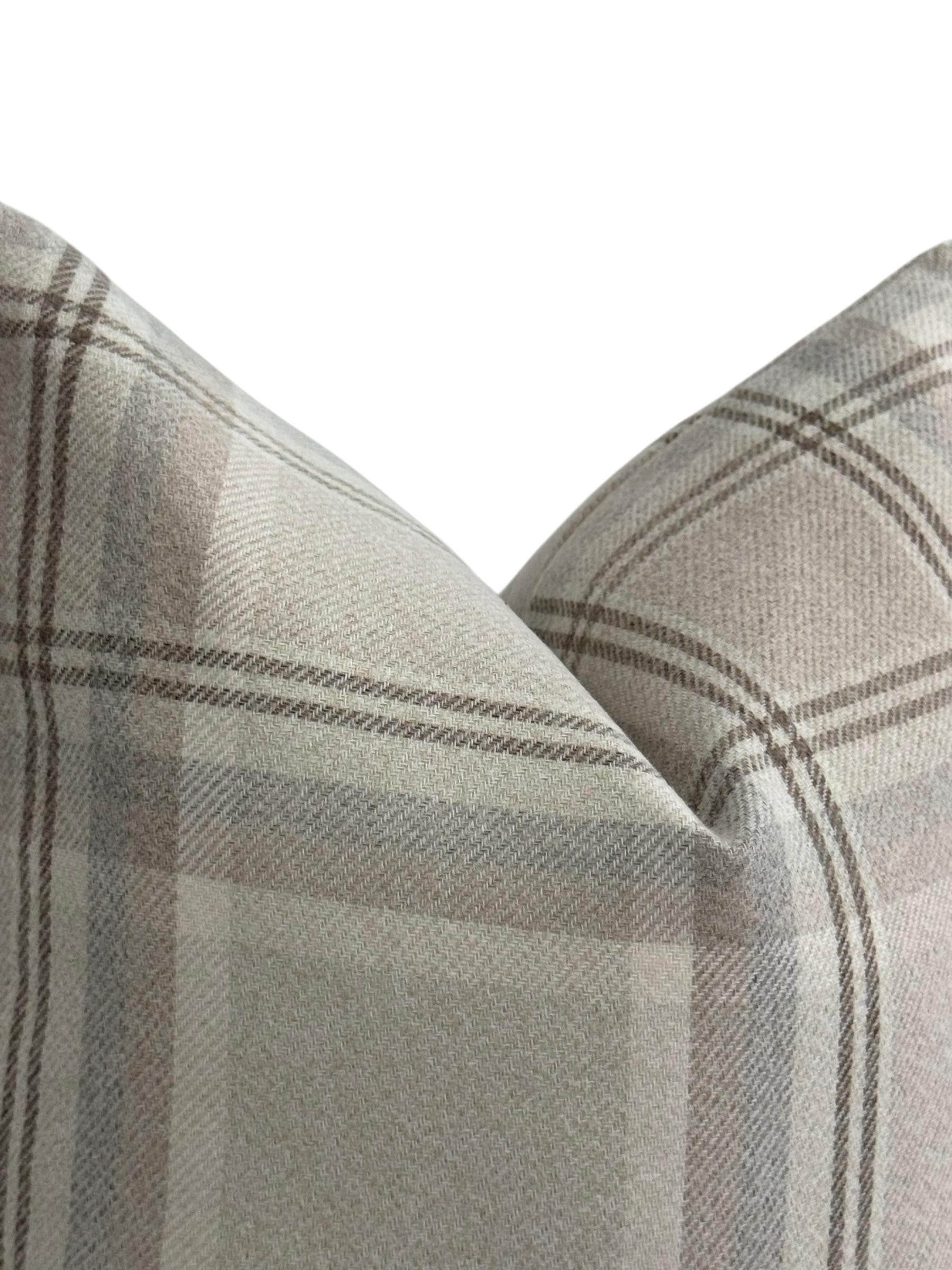 Taupe Plaid Pillow Cover, Neutral Throw Cushion, Farmhouse Modern Rustic Decor, Handmade USA