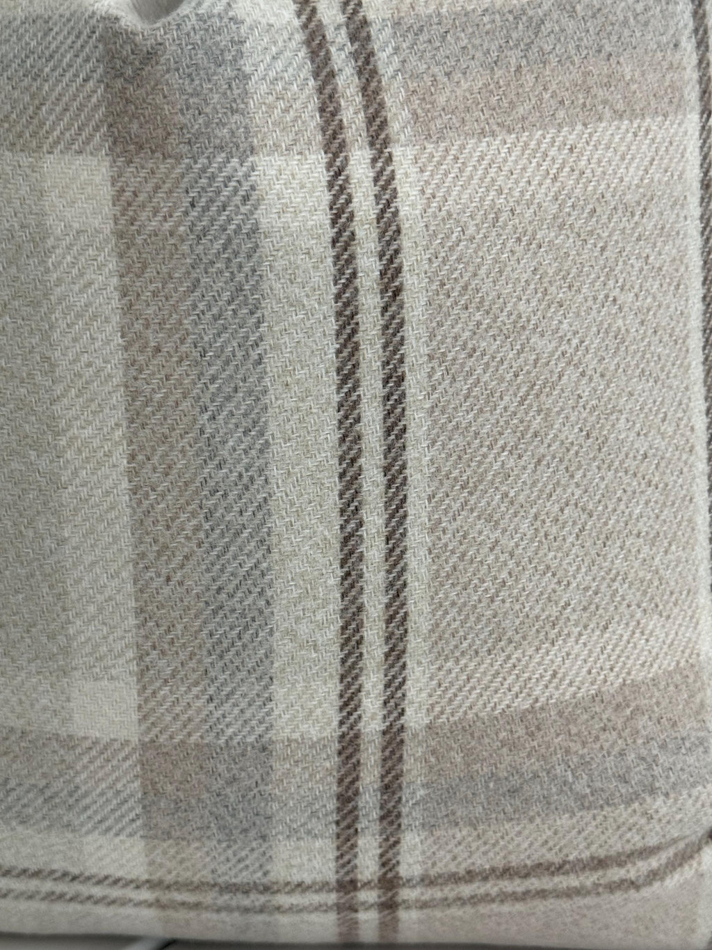 Taupe Plaid Pillow Cover, Neutral Throw Cushion, Farmhouse Modern Rustic Decor, Handmade USA