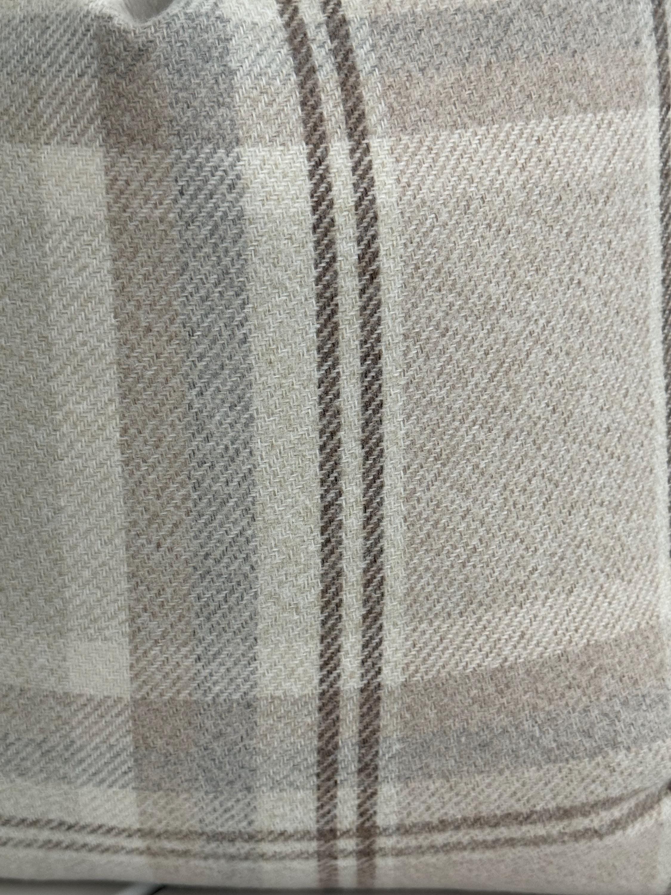 Taupe Plaid Pillow Cover, Neutral Throw Cushion, Farmhouse Modern Rustic Decor, Handmade USA