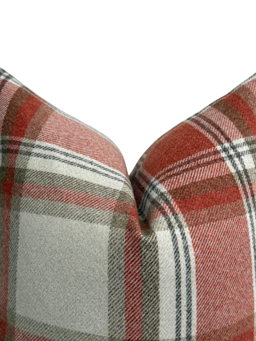 Rust Plaid Pillow Cover, Farmhouse Throw Cushion, Beige Check Autumn Decor