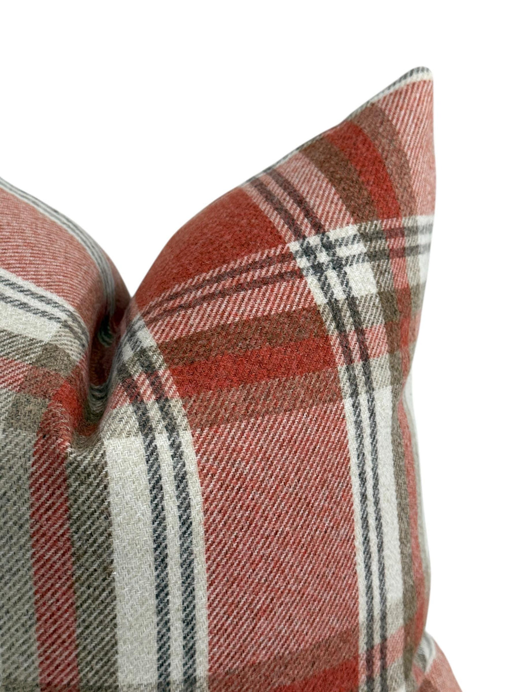 Rust Plaid Pillow Cover, Farmhouse Throw Cushion, Beige Check Autumn Decor