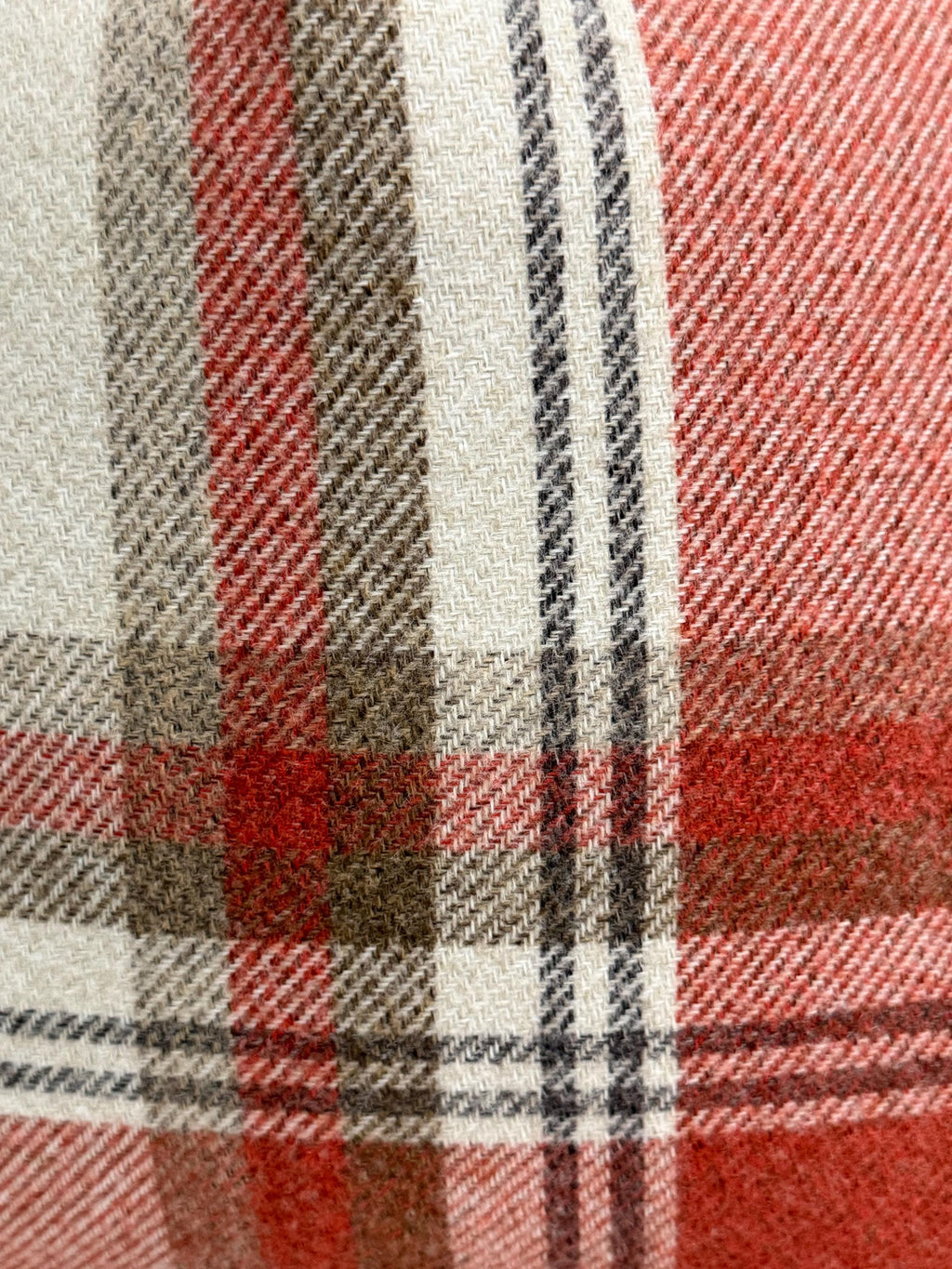 Rust Plaid Pillow Cover, Farmhouse Throw Cushion, Beige Check Autumn Decor