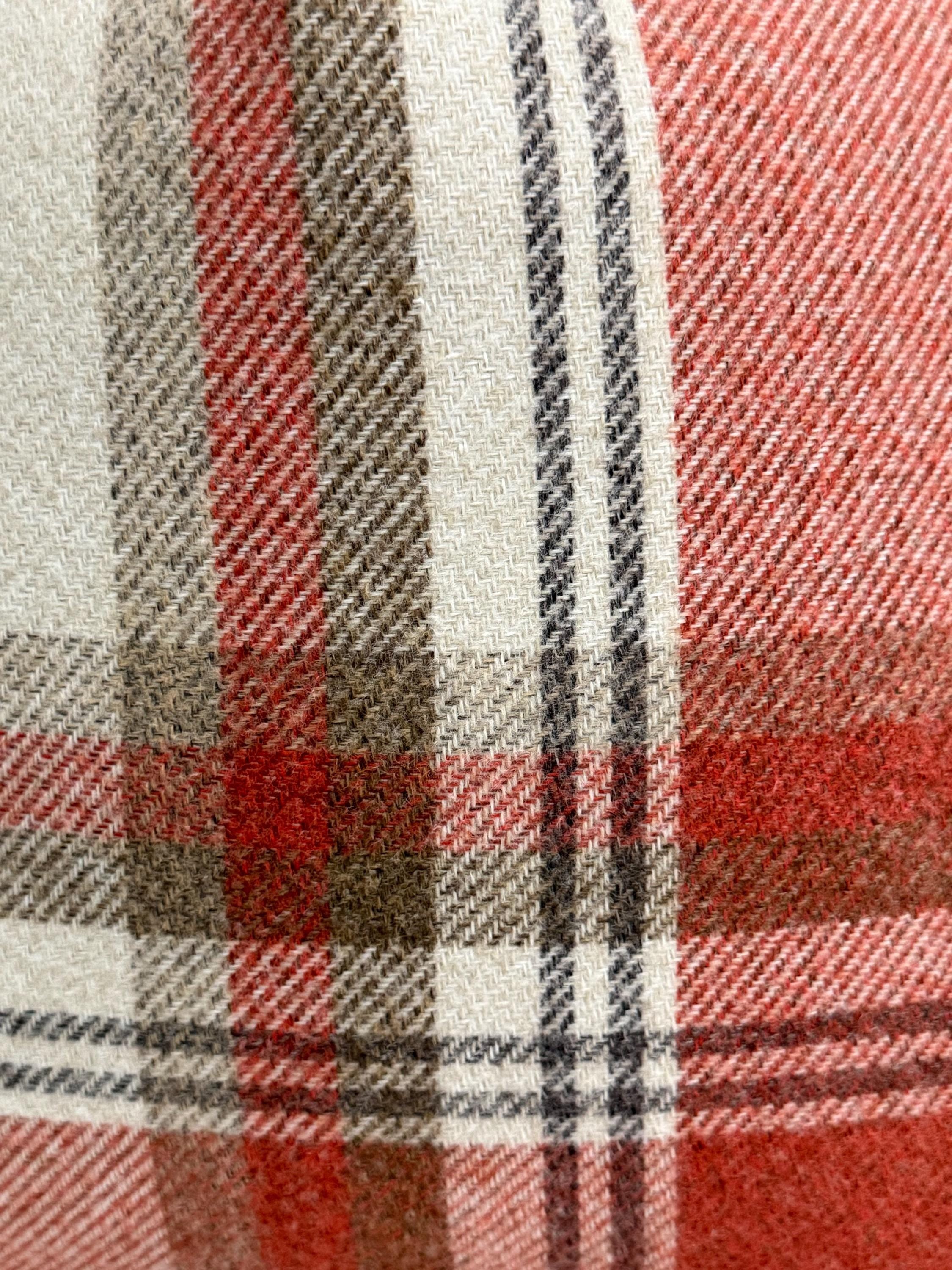 Rust Plaid Pillow Cover, Farmhouse Throw Cushion, Beige Check Autumn Decor