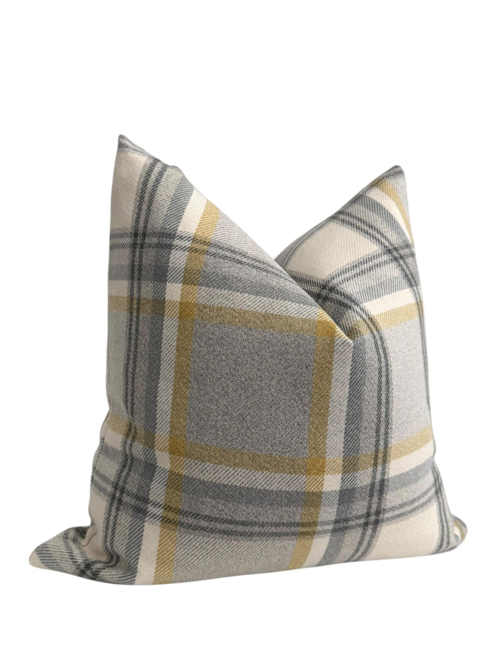 Gray Mustard Plaid Pillow Cover, Farmhouse Accent Cushion, Modern Rustic Decor
