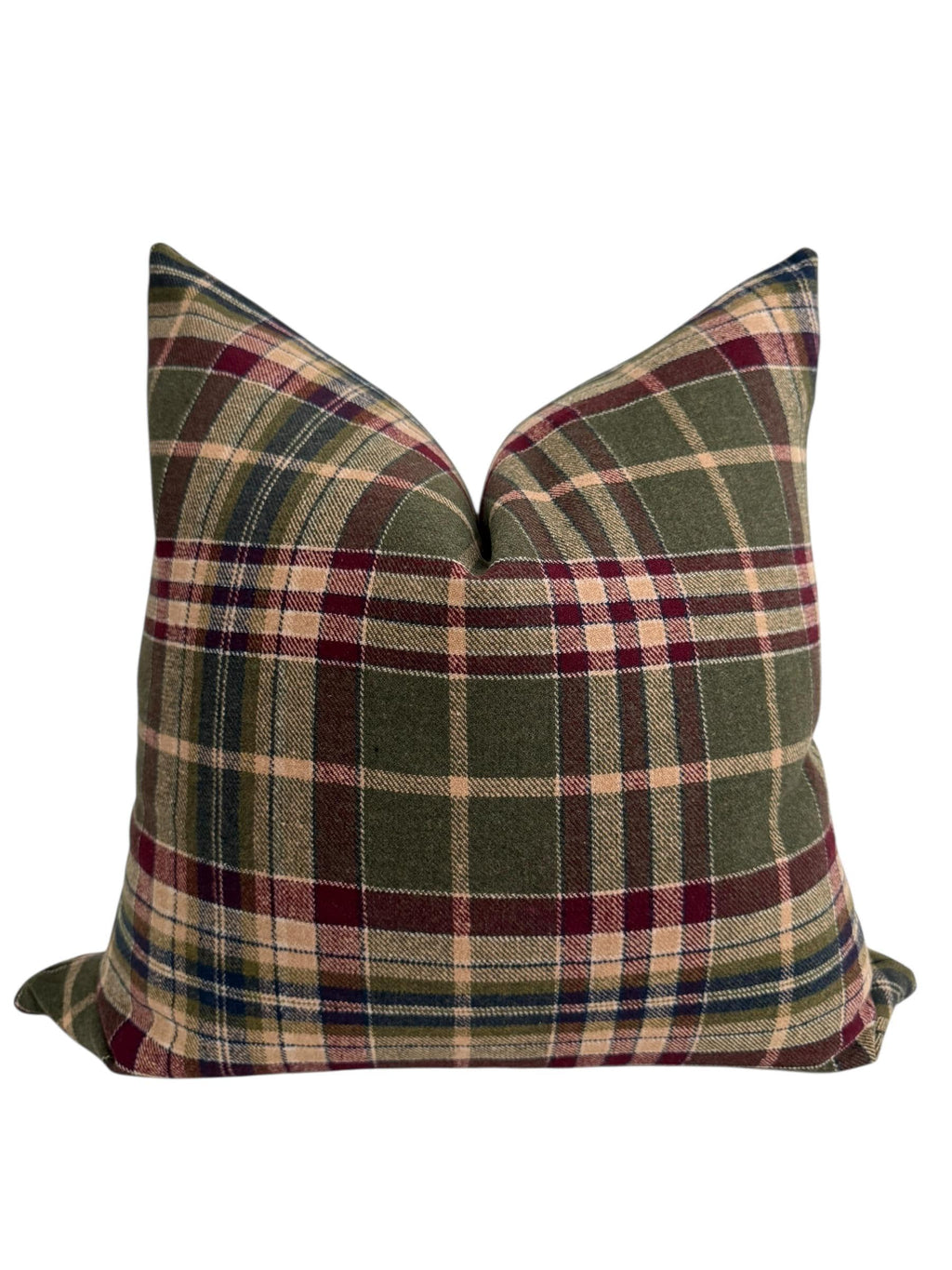 Green Red Plaid Pillow Cover, Tartan Lodge Cushion, Rustic Farmhouse Decor