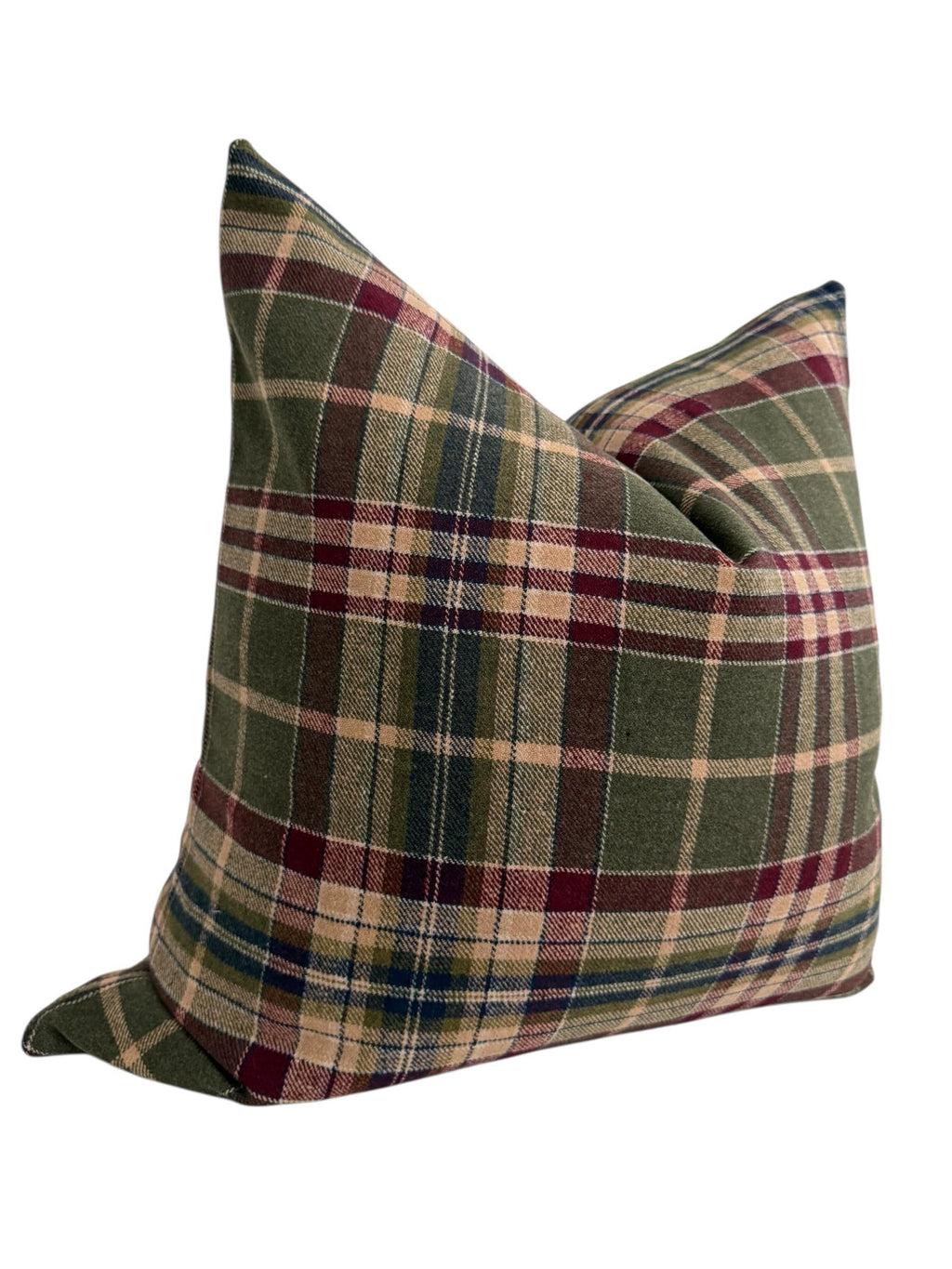 Green Red Plaid Pillow Cover, Tartan Lodge Cushion, Rustic Farmhouse Decor