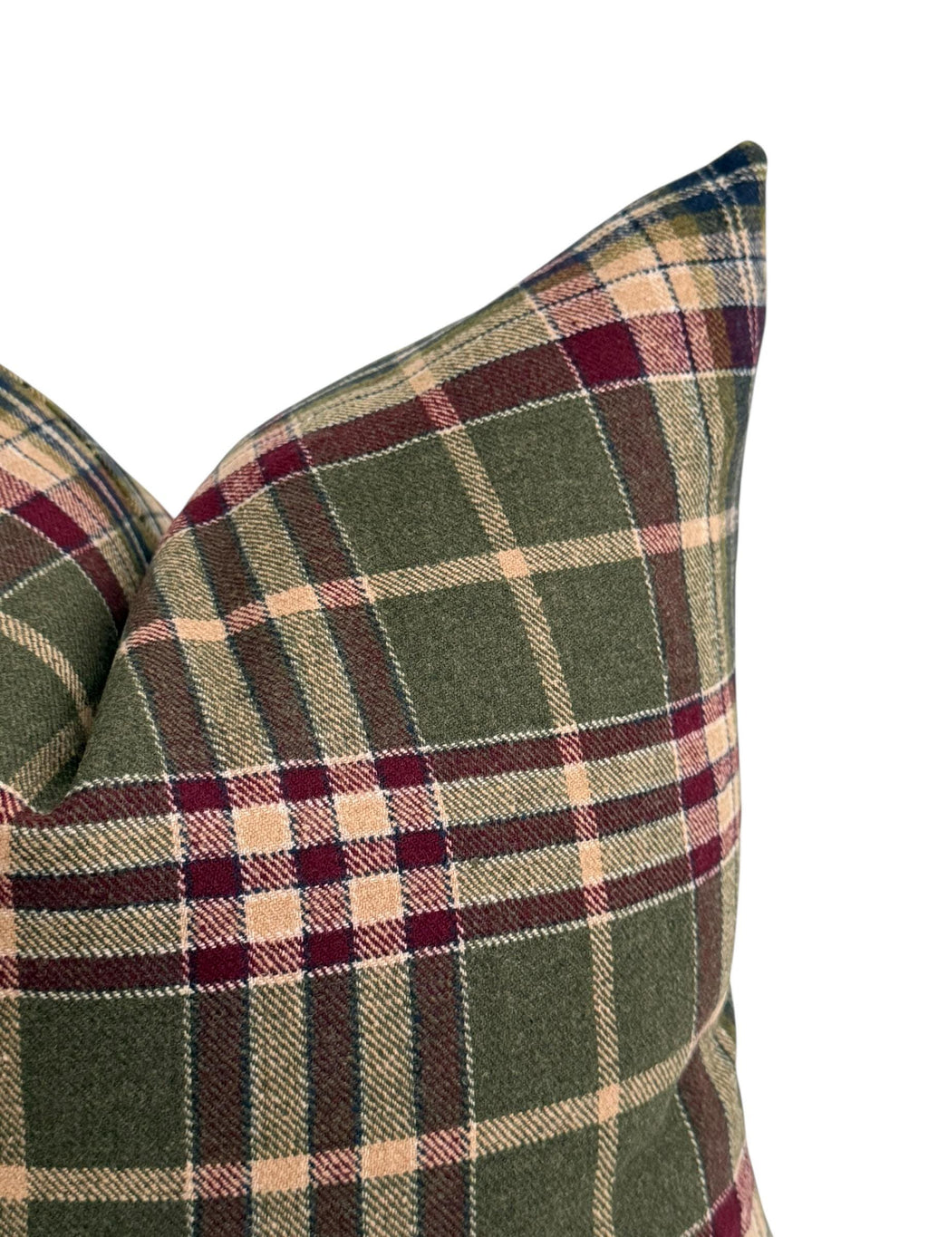 Green Red Plaid Pillow Cover, Tartan Lodge Cushion, Rustic Farmhouse Decor