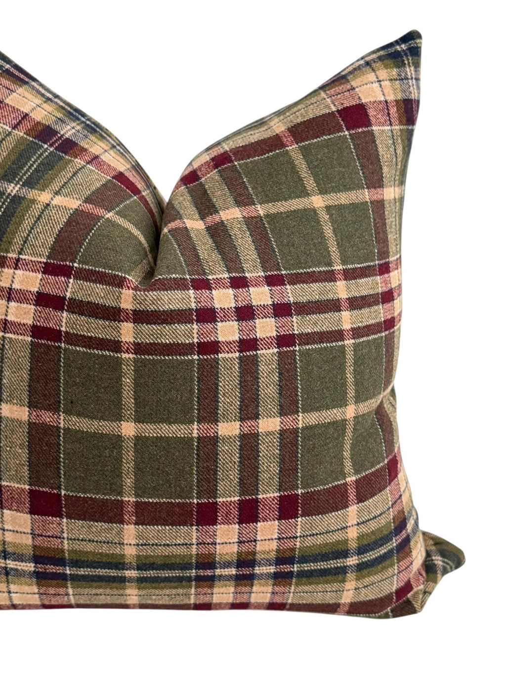 Green Red Plaid Pillow Cover, Tartan Lodge Cushion, Rustic Farmhouse Decor