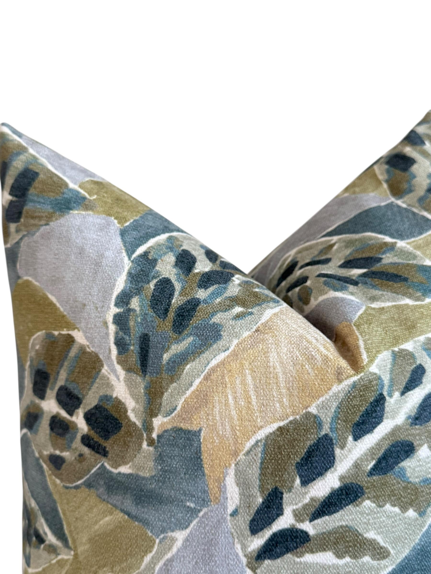 Beige Plaid Pillow Cover, Olive and Blue Check Cushion, Rustic Farmhouse Throw Pillow, Cozy Cabin Decor, Wool-Look Tartan Accent Pillow