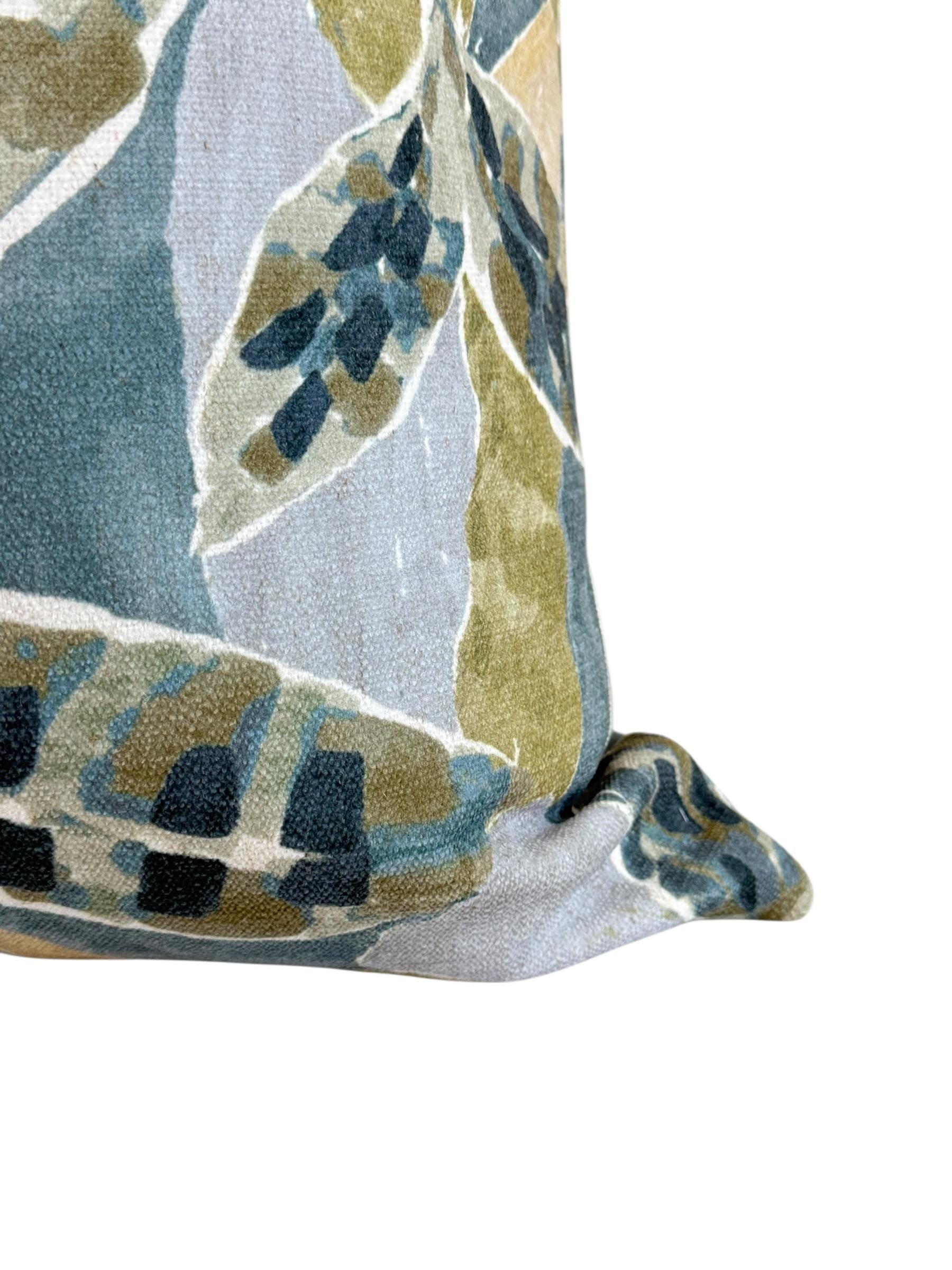 Beige Plaid Pillow Cover, Olive and Blue Check Cushion, Rustic Farmhouse Throw Pillow, Cozy Cabin Decor, Wool-Look Tartan Accent Pillow