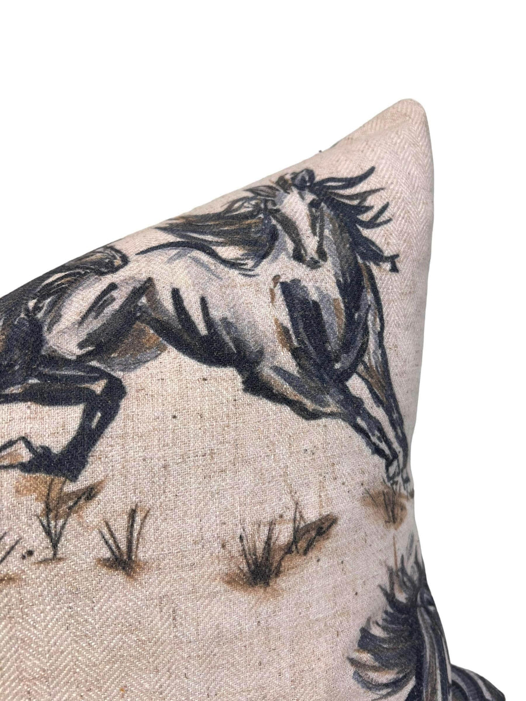 Wild Horse Linen Pillow Cover, Equestrian Farmhouse Decor