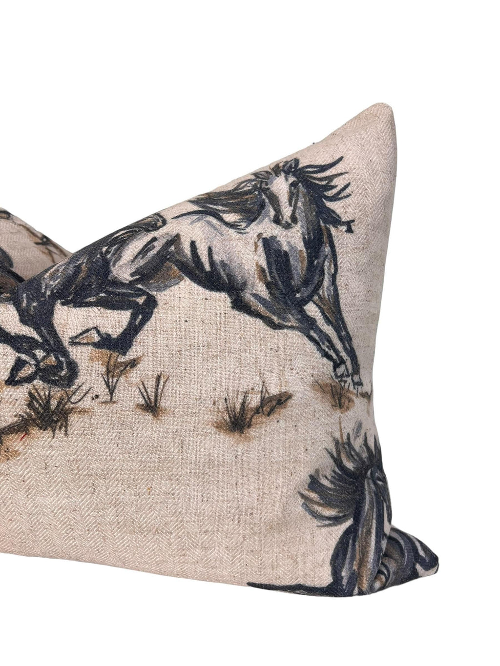 Wild Horse Linen Pillow Cover, Equestrian Farmhouse Decor