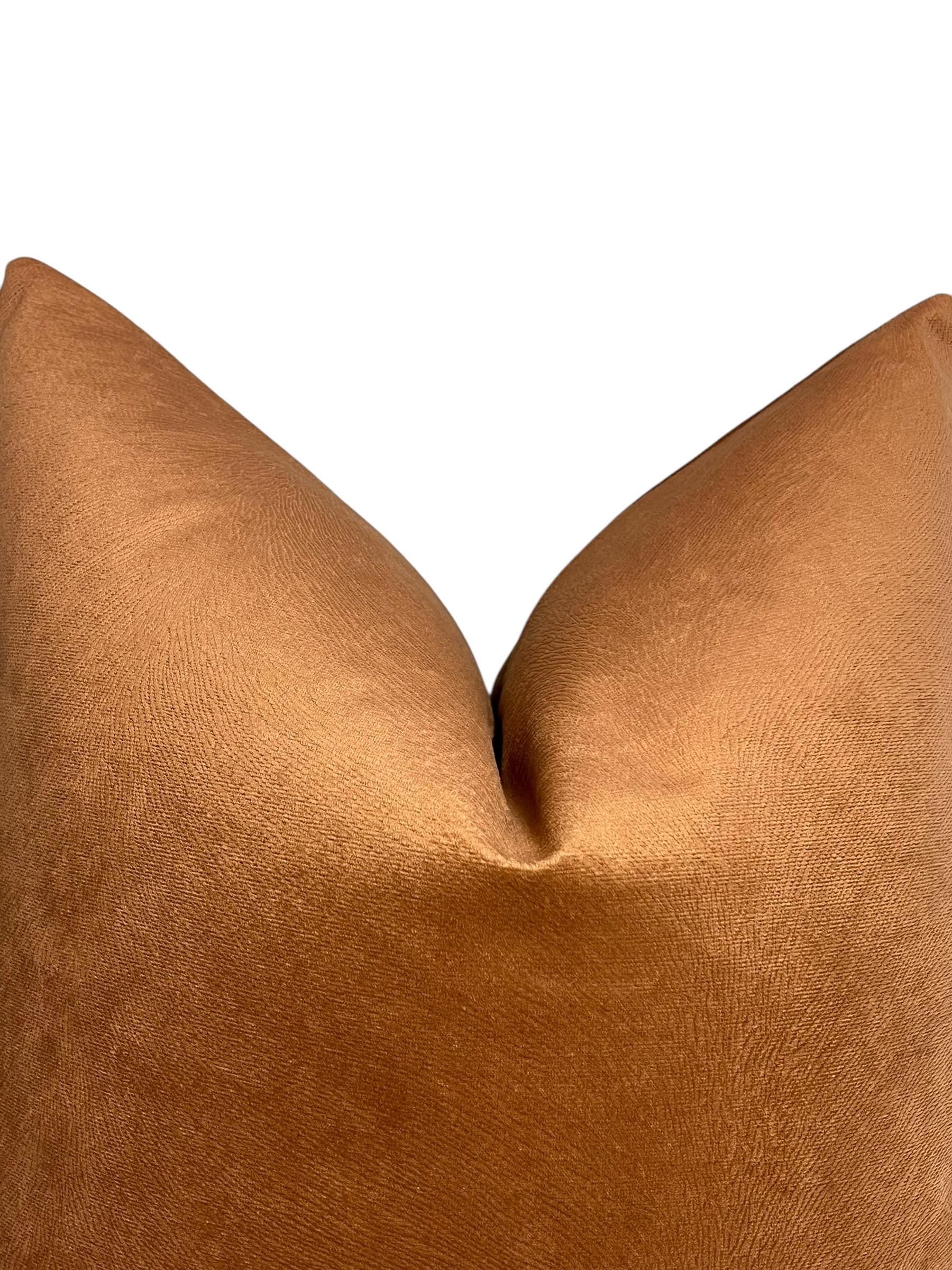 Rust Velvet Pillow Cover, Terracotta Burnt Orange Cushion, Handmade USA