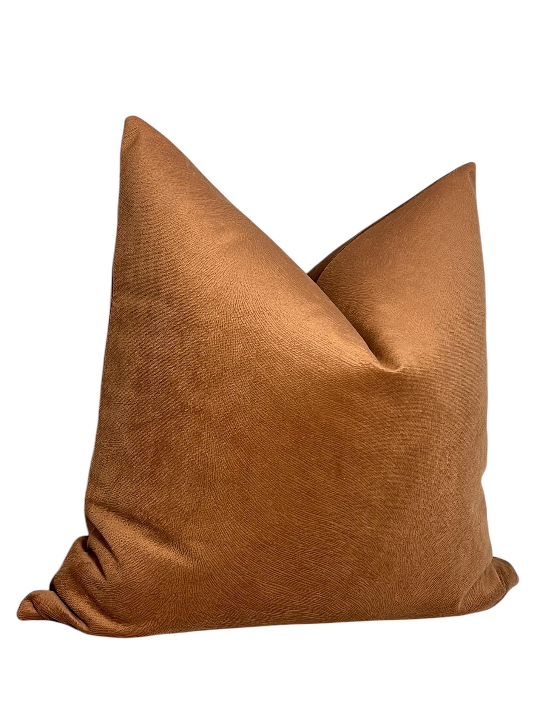 Rust Velvet Pillow Cover, Terracotta Burnt Orange Cushion, Handmade USA