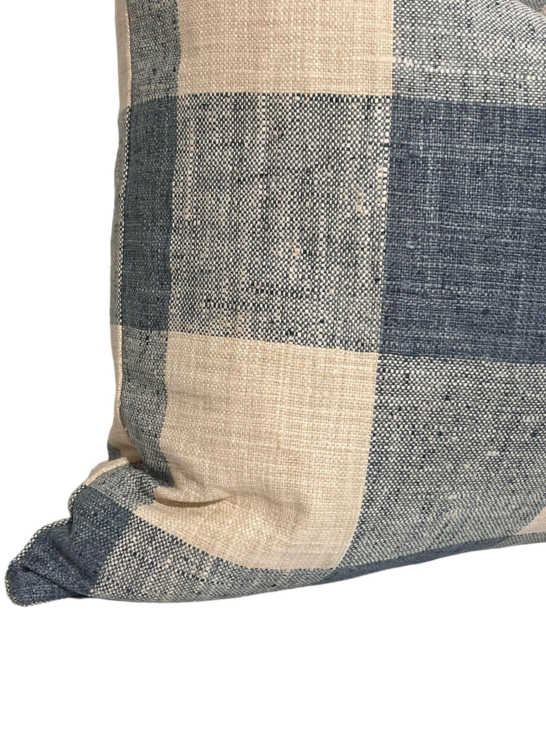 Blue and Beige Buffalo Check Pillow Cover, Farmhouse Decor