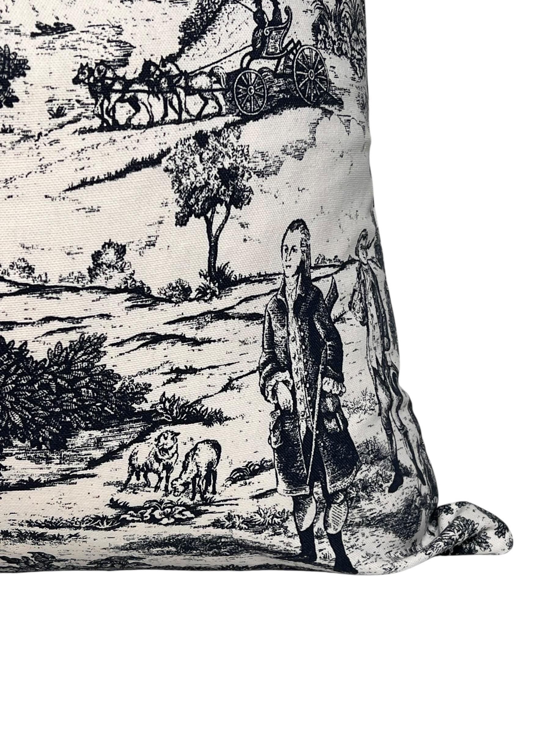 French Country Toile Pillow Cover, Vintage Farmhouse Throw Pillow