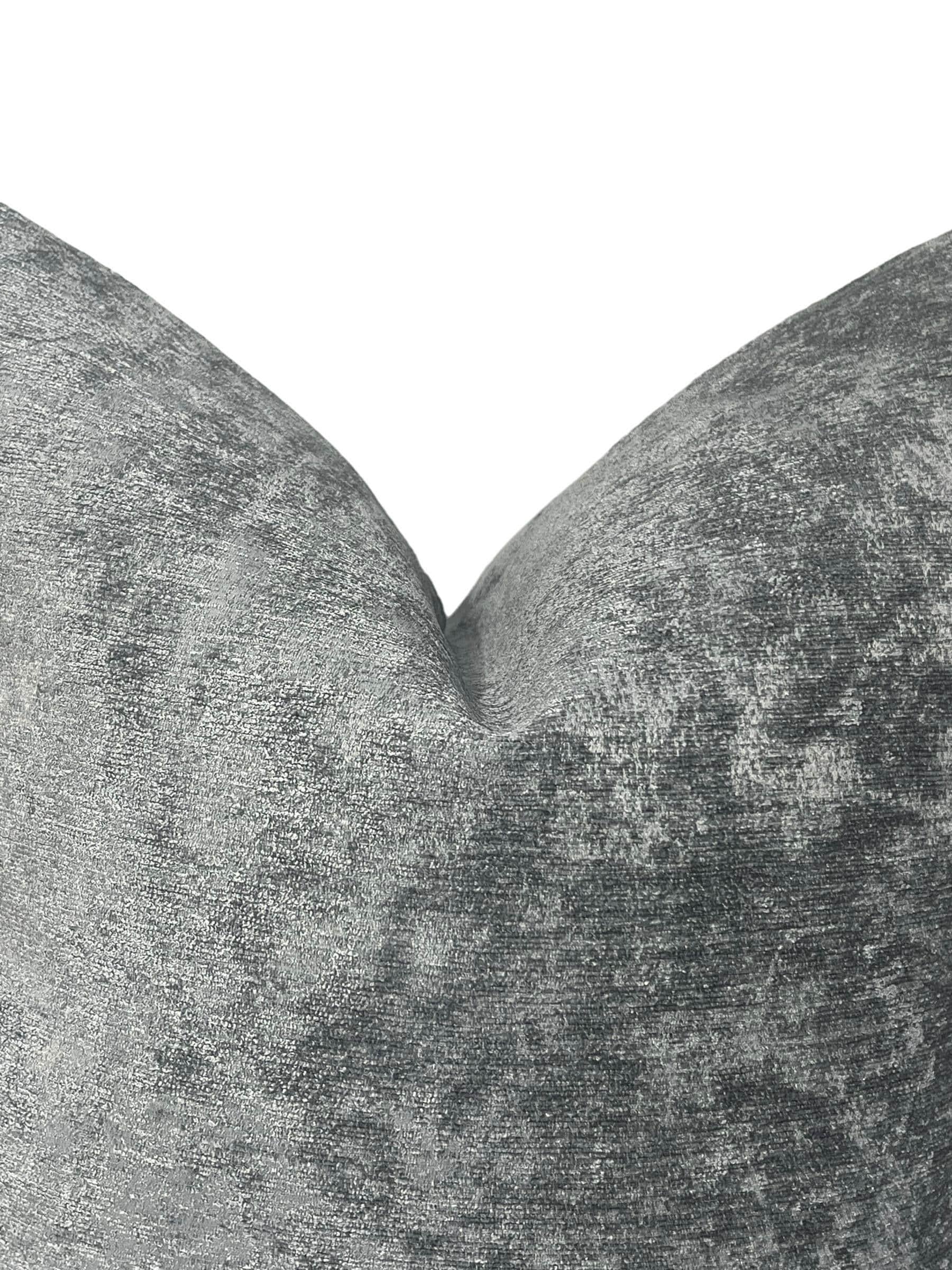 Textured Velvet Pillow Cover, Handmade Gray Decorative Cushion