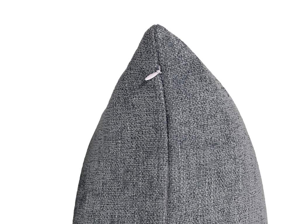 Textured Velvet Pillow Cover, Handmade Gray Decorative Cushion