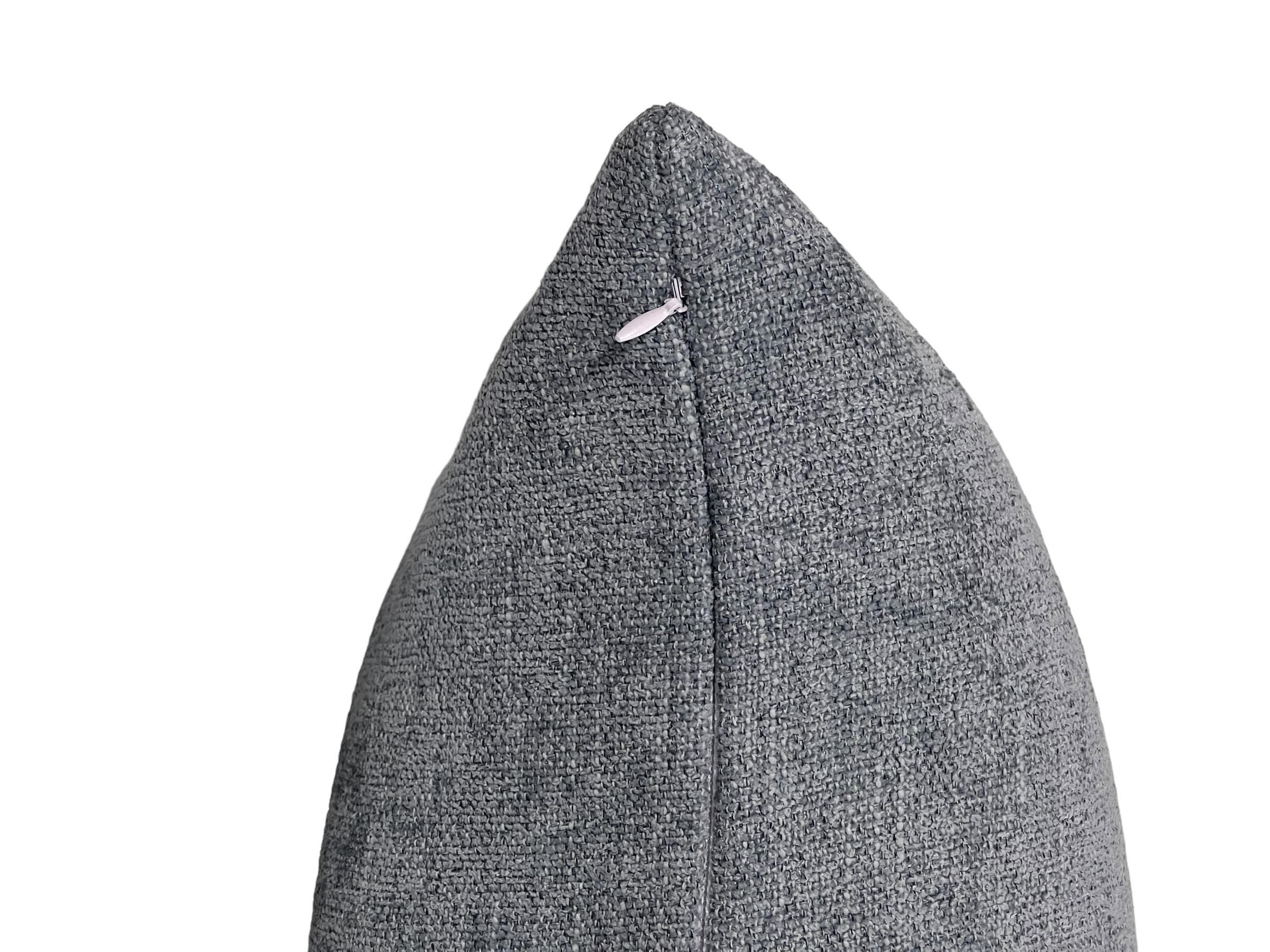 Textured Velvet Pillow Cover, Handmade Gray Decorative Cushion