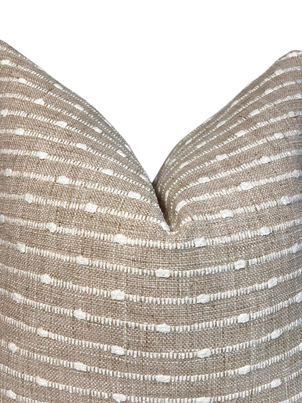 Tan Woven Stripe Pillow Cover, Boho Dotted Cushion