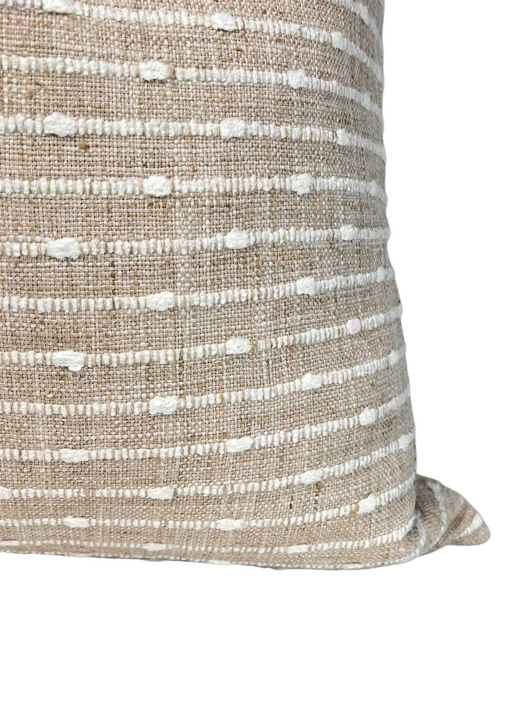Tan Woven Stripe Pillow Cover, Boho Dotted Cushion