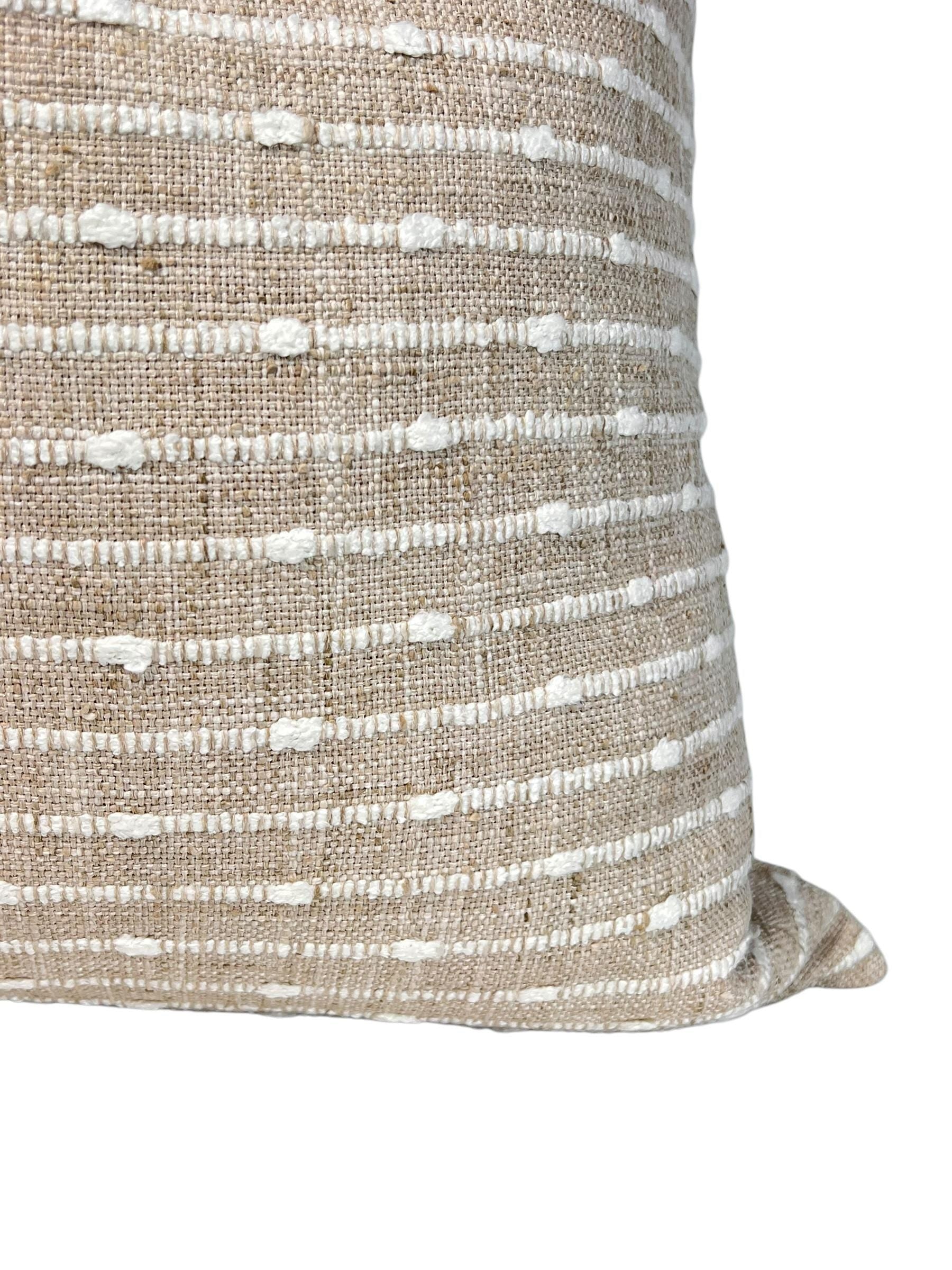 Tan Woven Stripe Pillow Cover, Boho Dotted Cushion